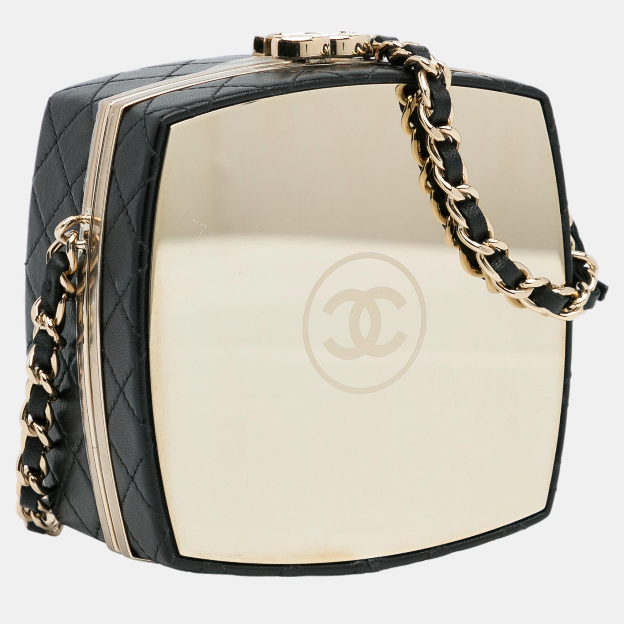 

Chanel Black/Gold CC Make-Up Box Clutch with Chain