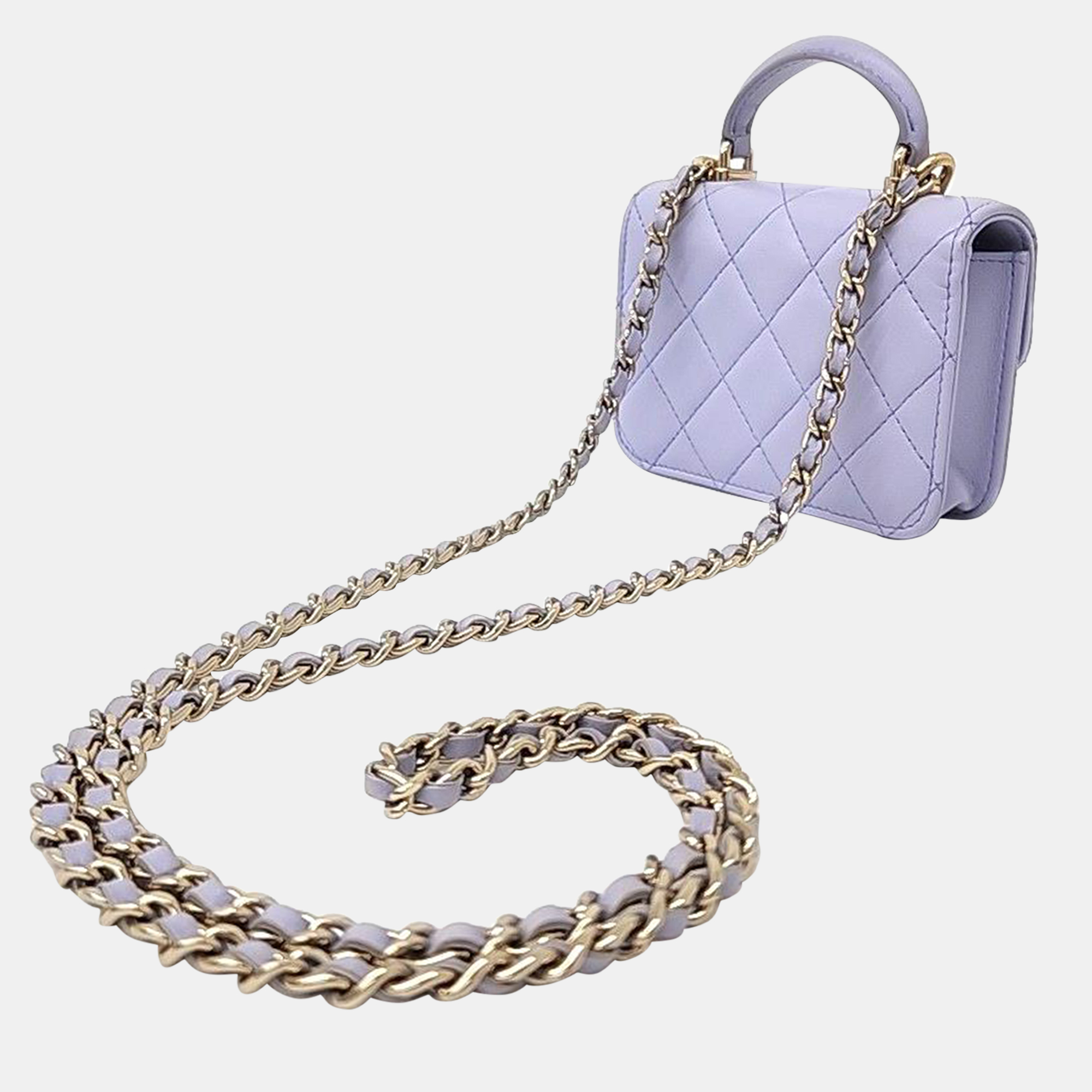 

Chanel Top Handle Coin Purse Chain Bag, Purple