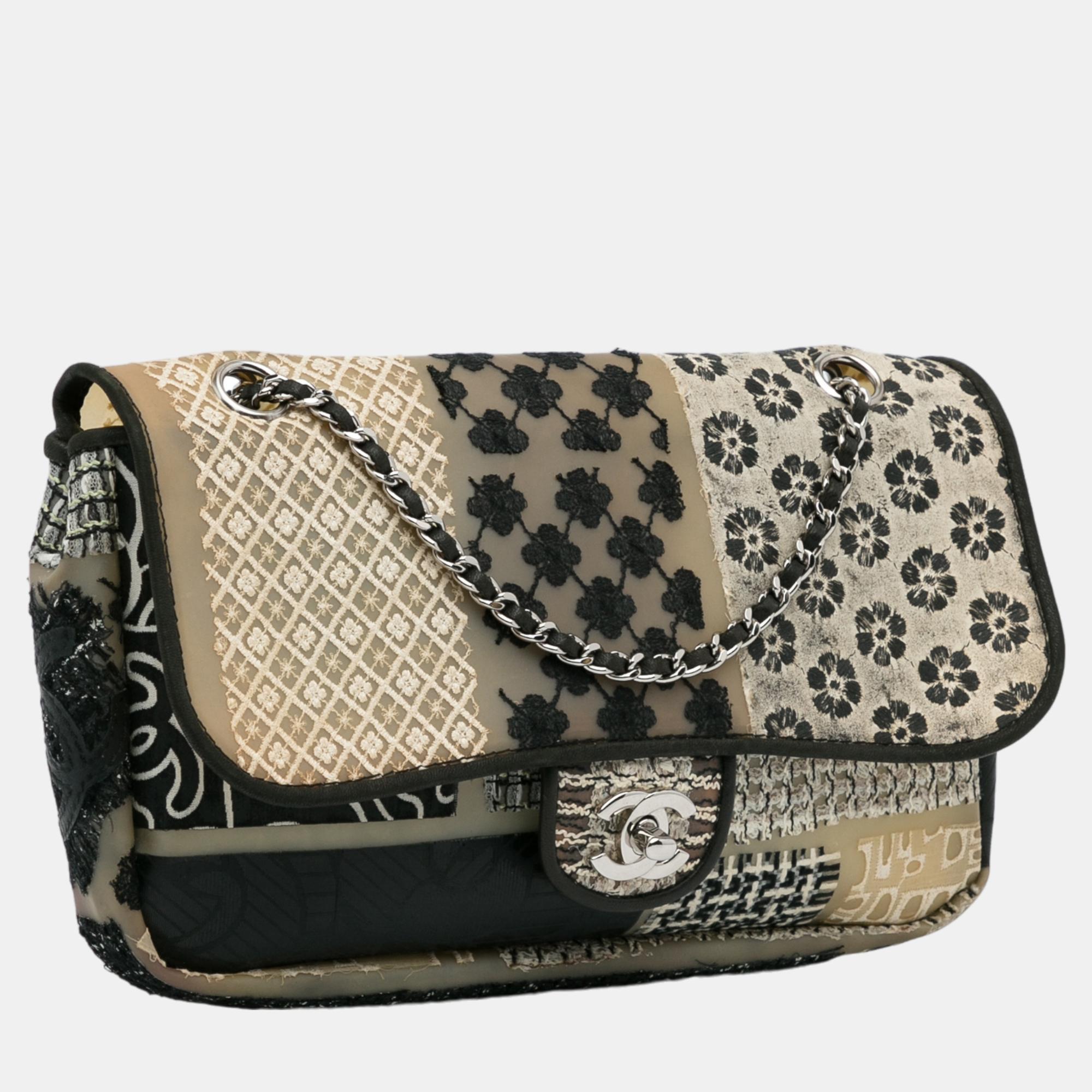 

Chanel Beige/Brown Medium Patchwork PVC and Tweed Flap Bag