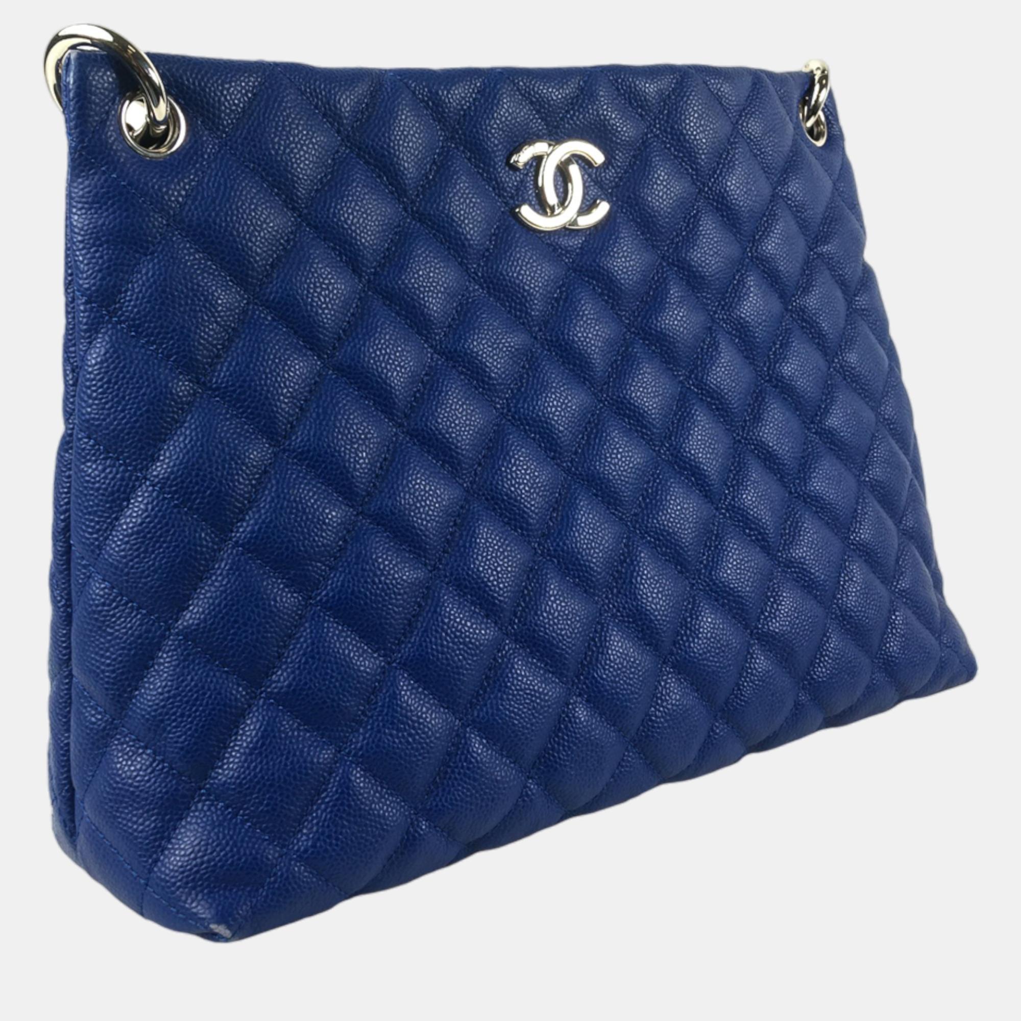 

Chanel Blue Easy Caviar Leather Tote Bag