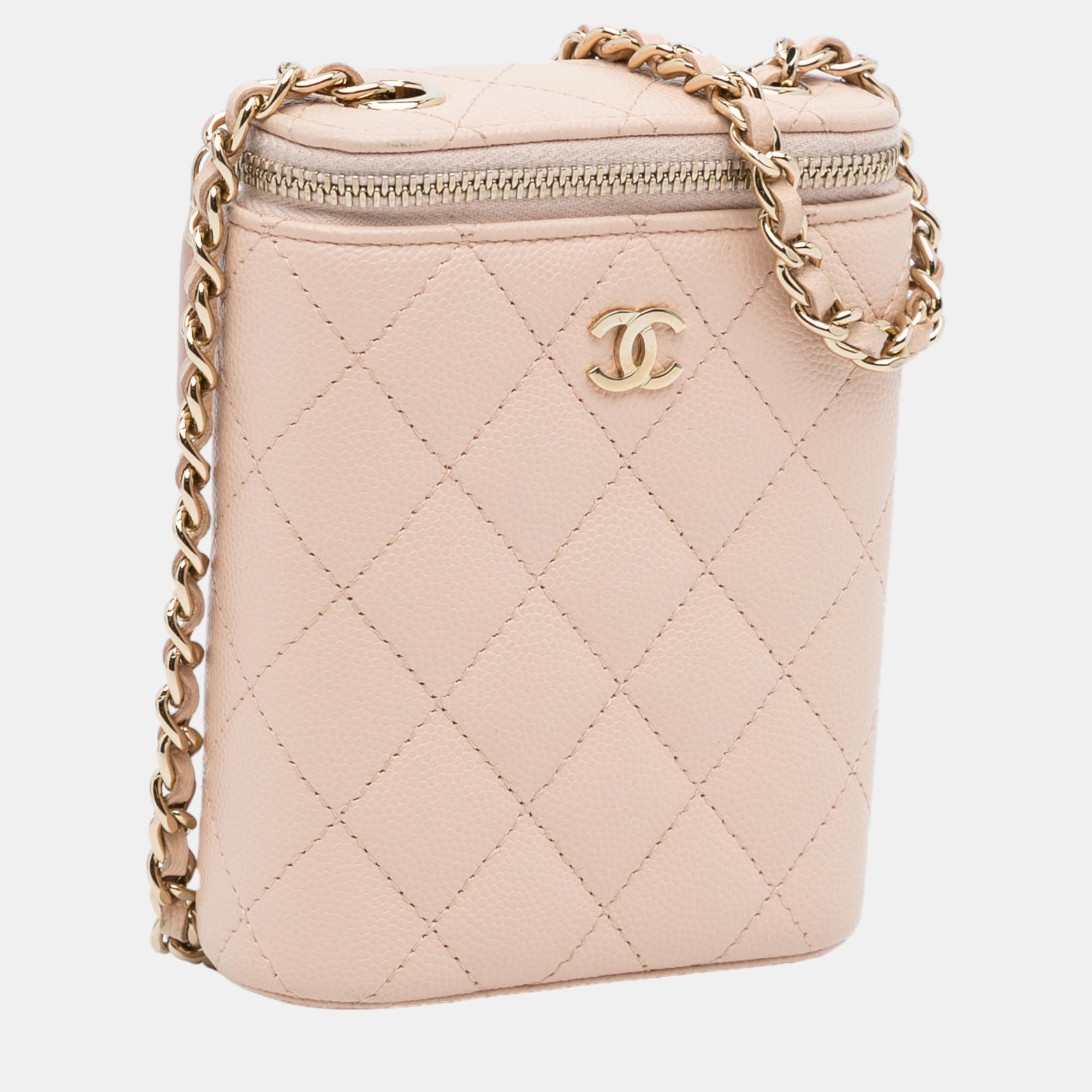 

Chanel Pink CC Caviar Vanity Bag