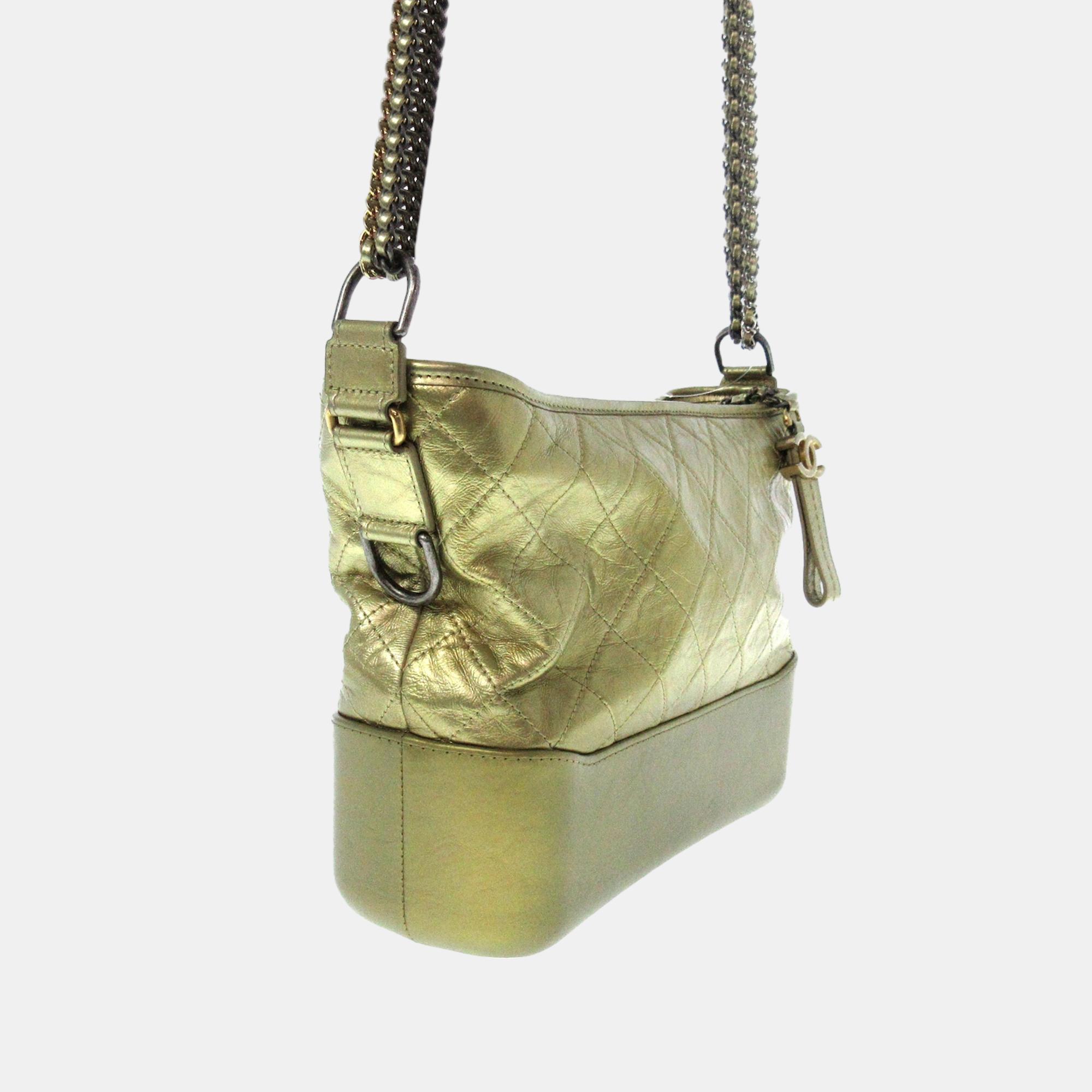

Chanel Gold Small Lambskin Gabrielle Crossbody Bag