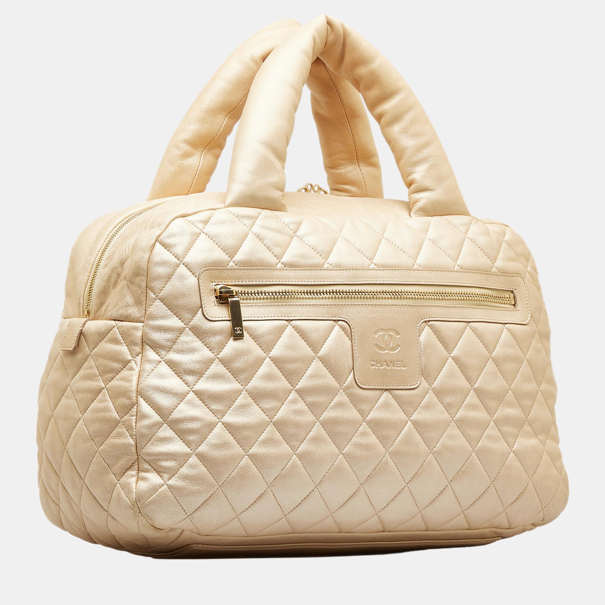 

Chanel Beige Lambskin Coco Cocoon Bowler Bag