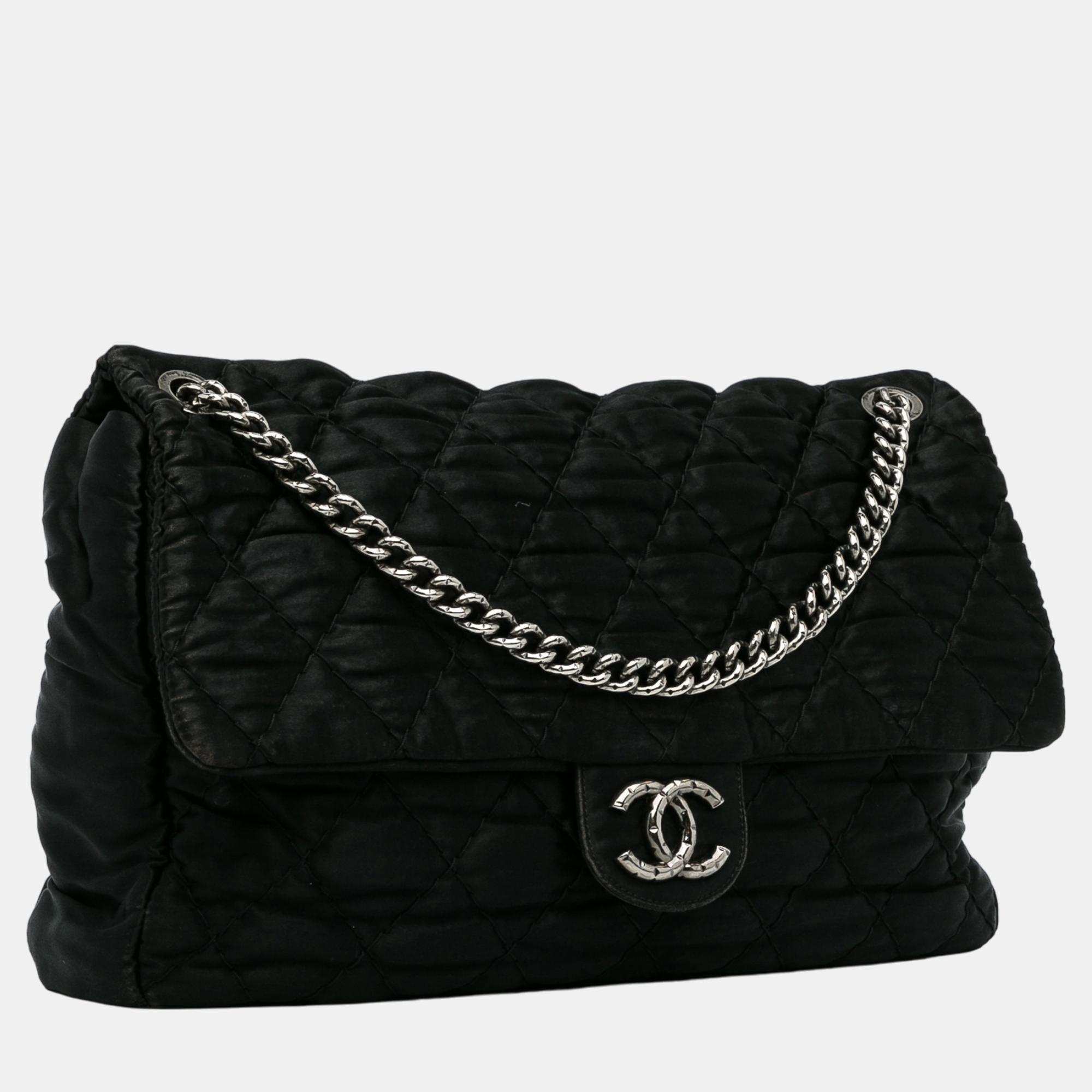 

Chanel Black Quilted Satin Chain Flap