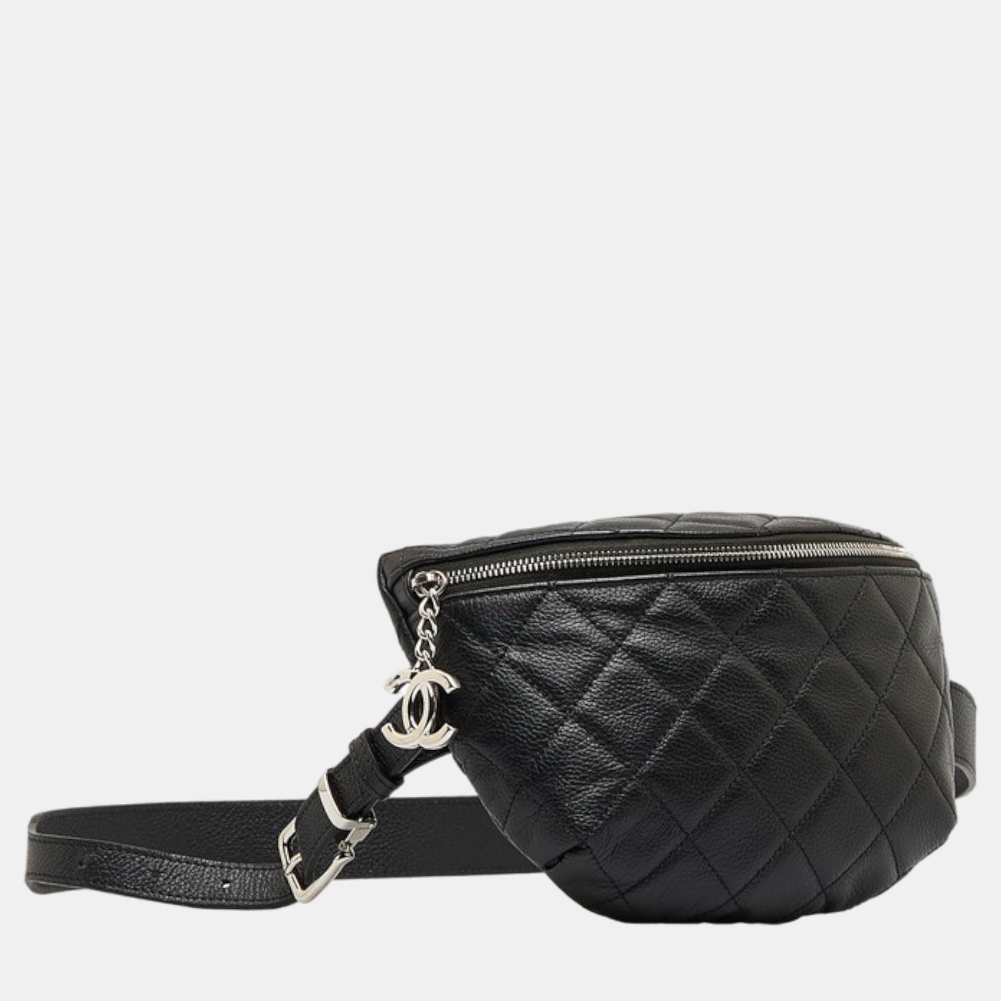 

Chanel Black Leather Quilted Leather Uniform Belt Bag