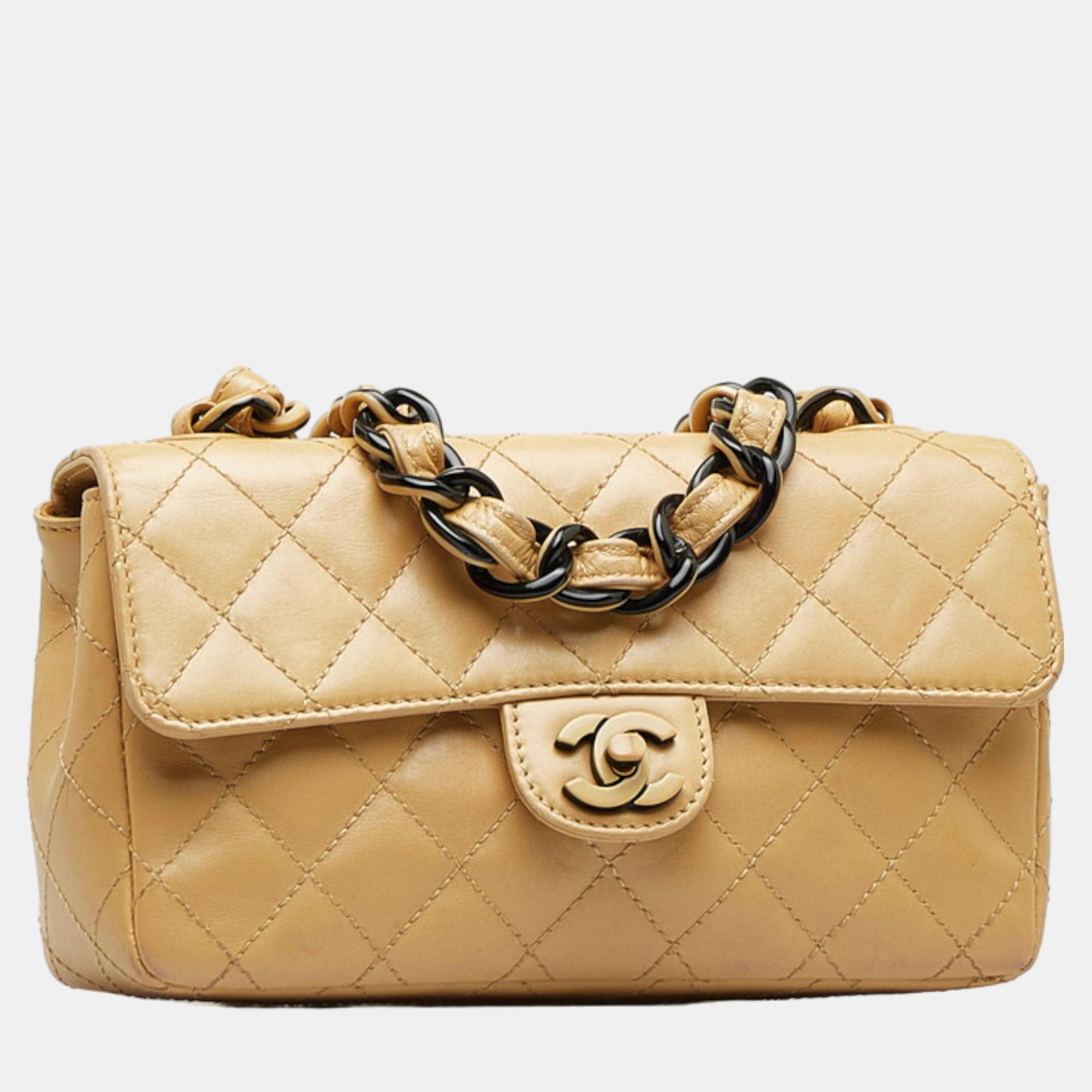 

Chanel Brown Leather Mini Rectangle Classic Single Flap Bag Shoulder Bag