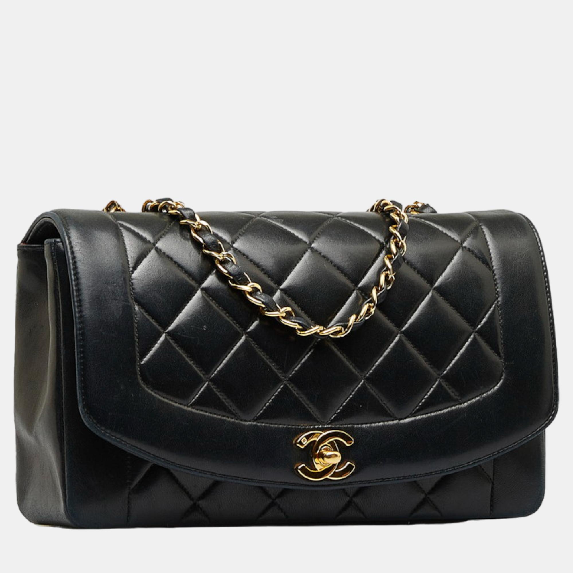 

Chanel Black Leather Diana Flap Crossbody Bag