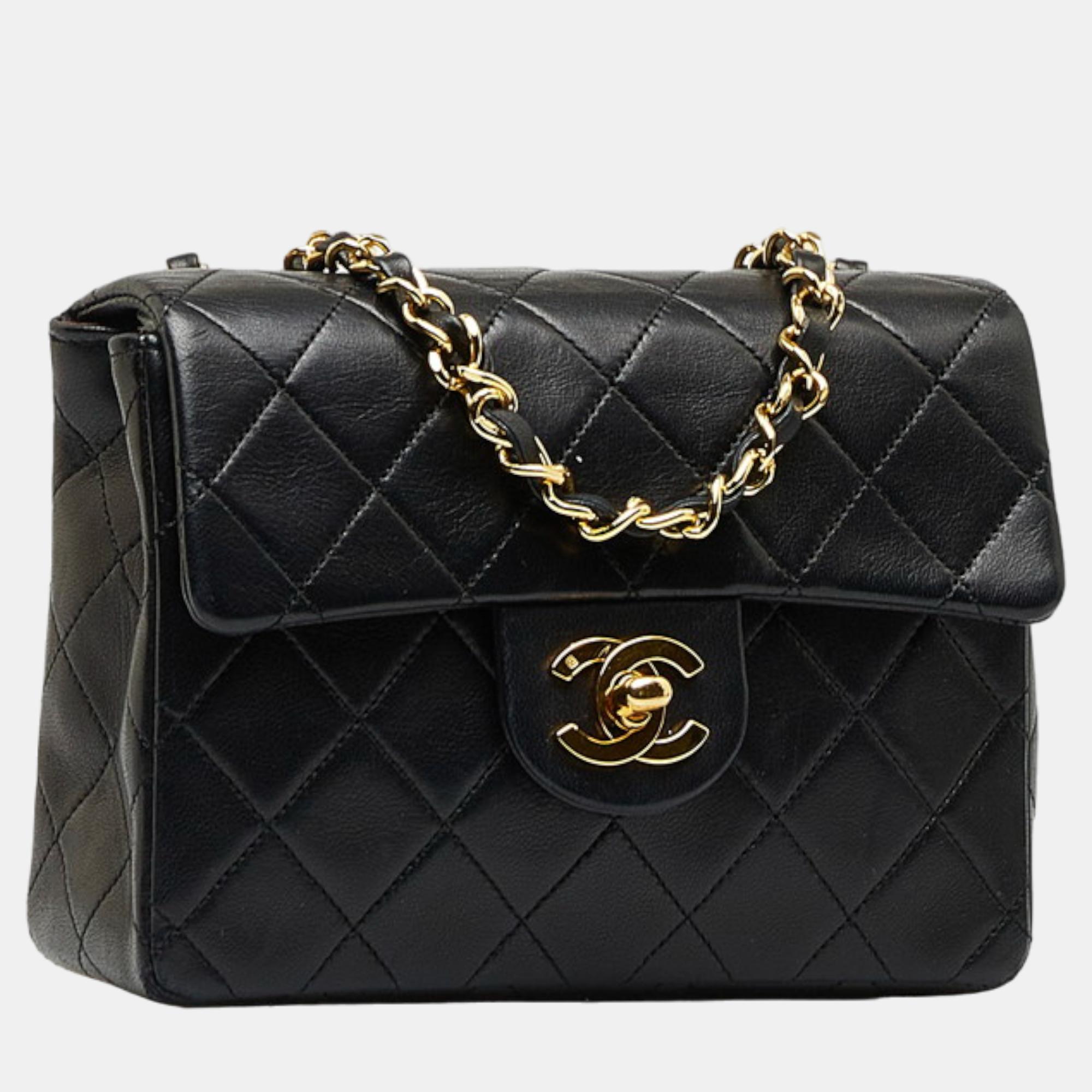 

Chanel Black Leather Mini Classic Single Flap Bag