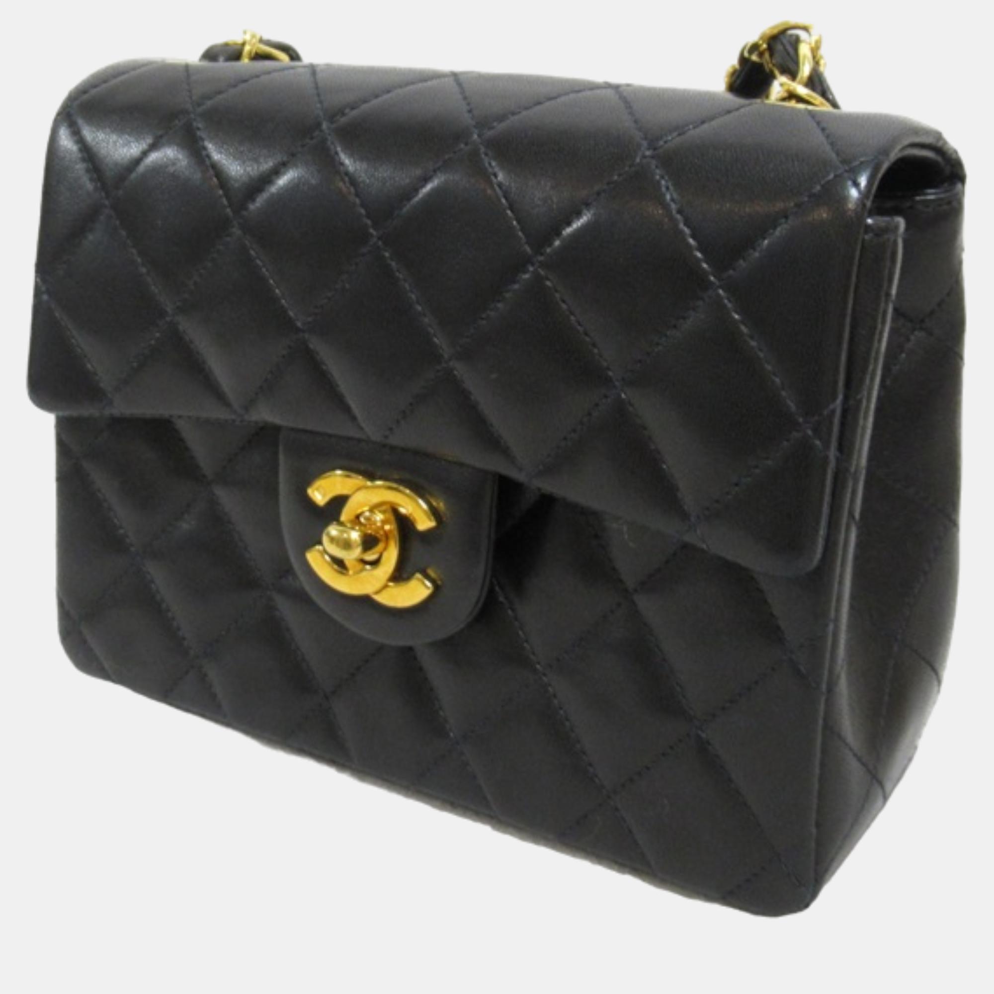 

Chanel Black Leather Mini Classic Single Flap Bag