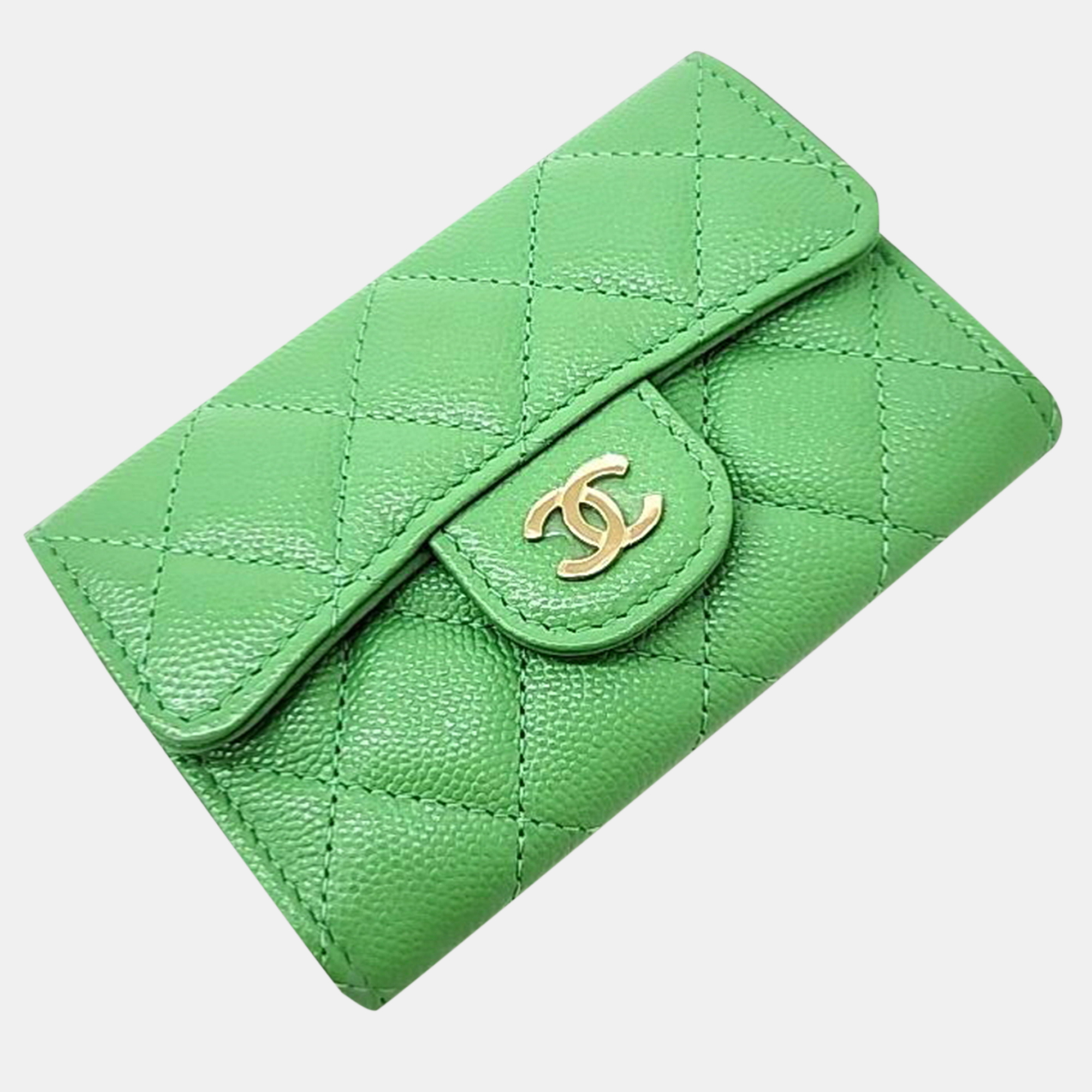 

Chanel Caviar Card Wallet, Green