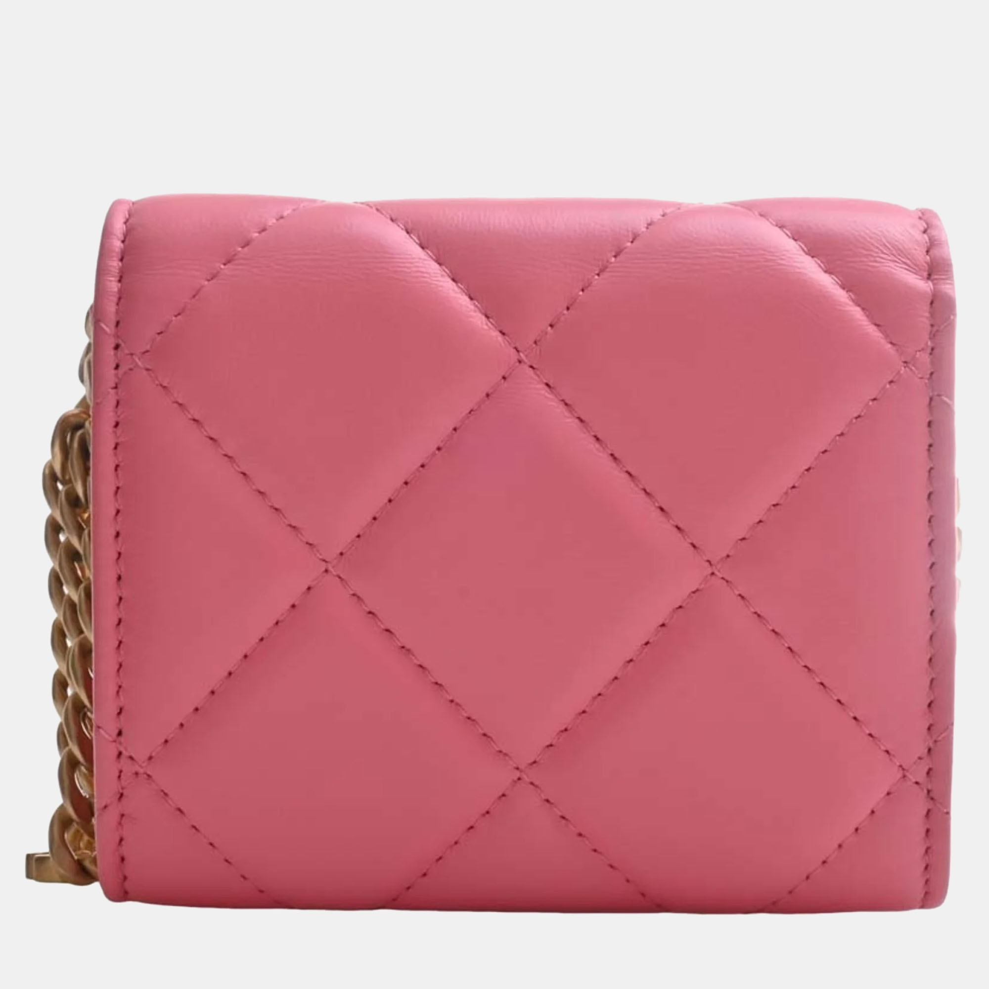 

Chanel Pink Lambskin Quilted Leather Enamel Clutch w/ Chain