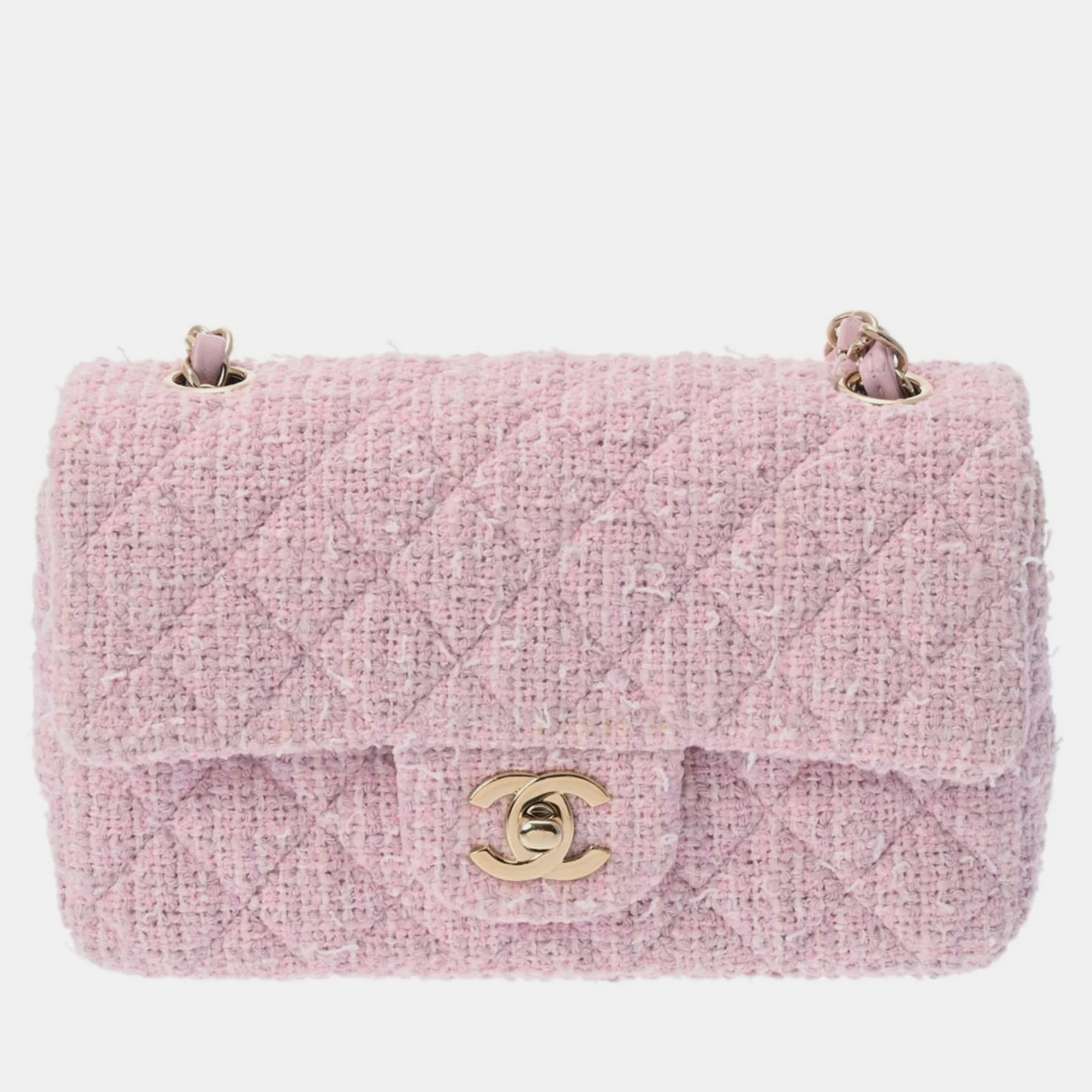 

Chanel Pink Tweed Medium Classic Double Flap Bag
