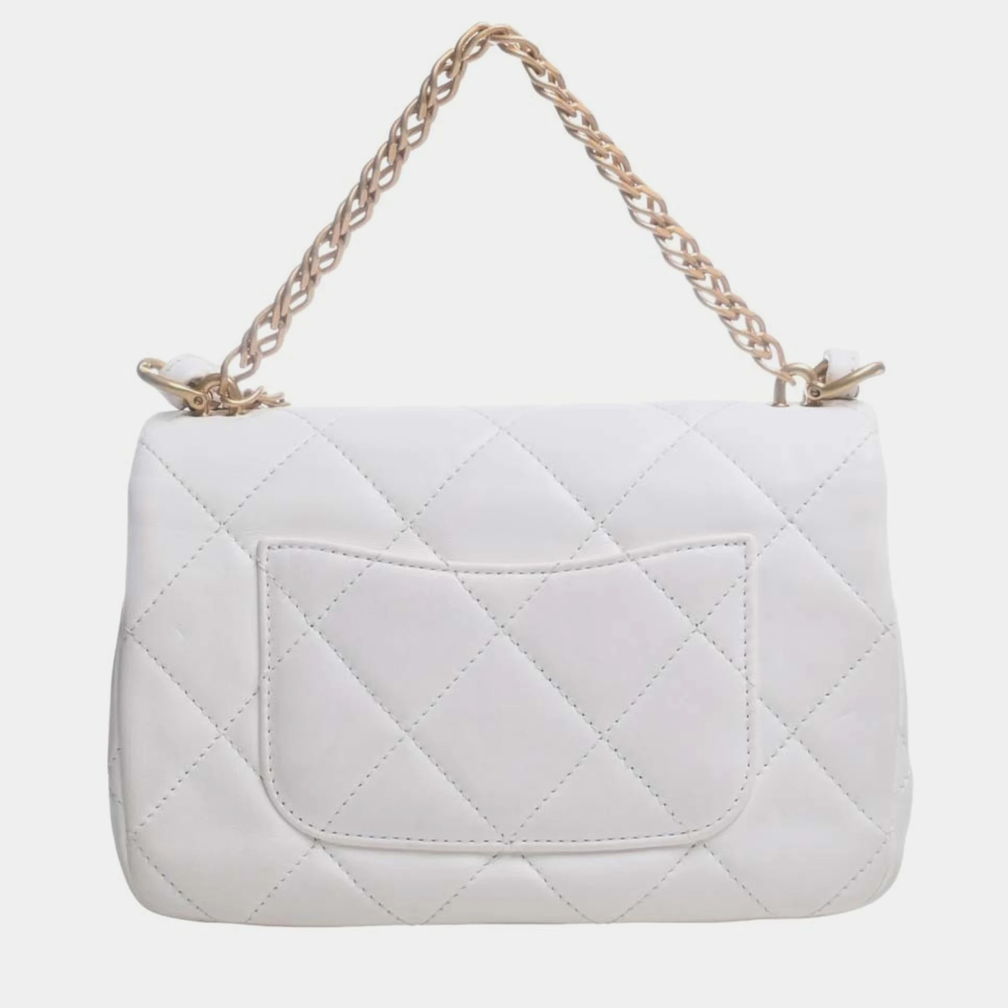 

Chanel White Leather Mini Candy Chain Flap Bag