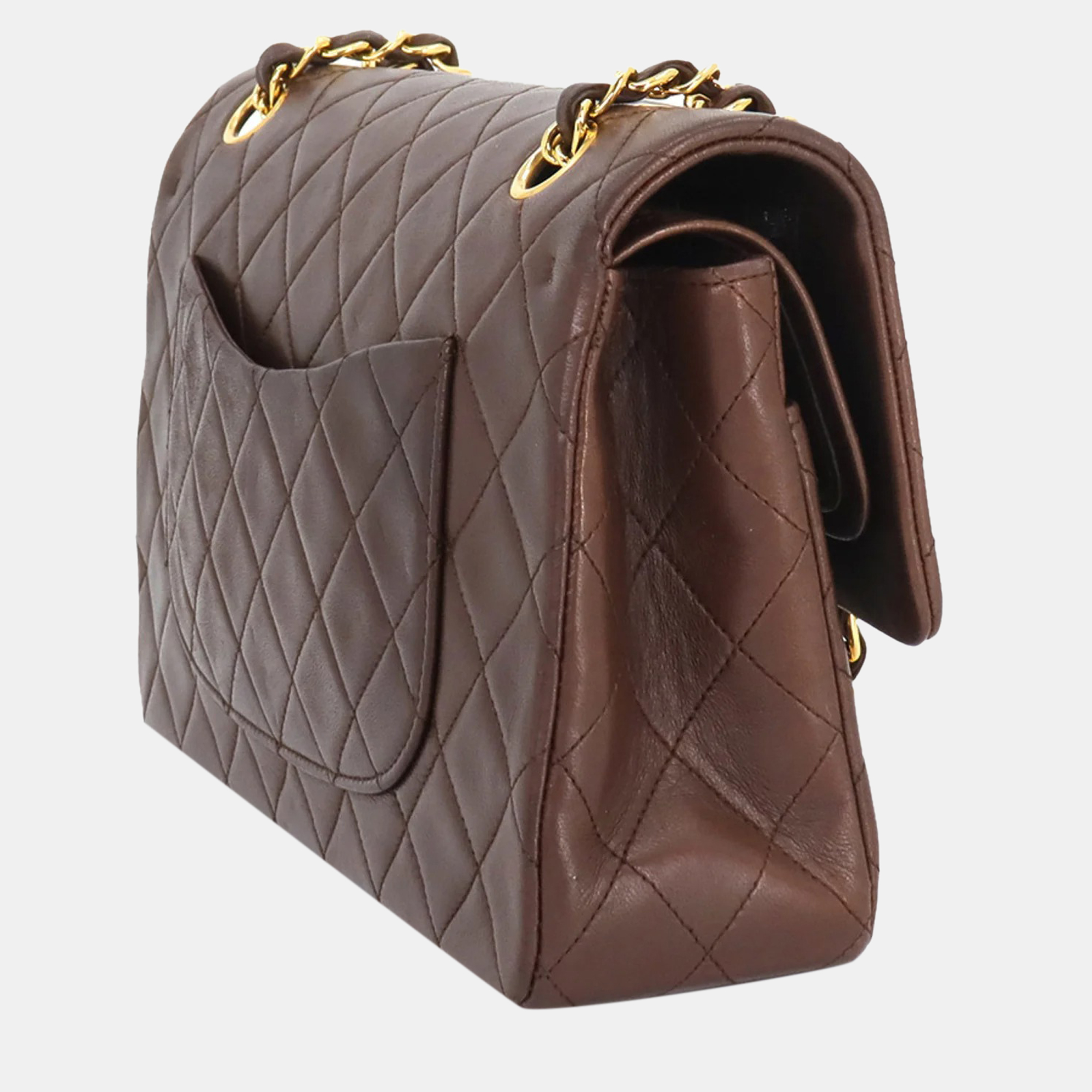 

Chanel Brown Lambskin Leather  Classic Double Flap Shoulder Bags