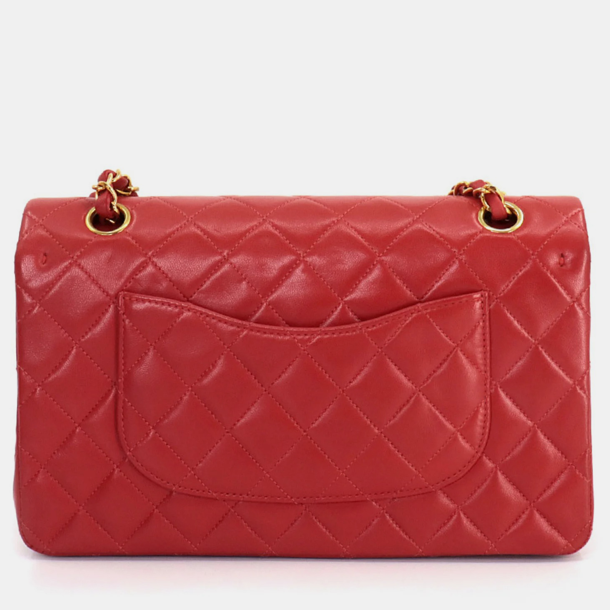 

Chanel Red Lambskin Leather  Classic Double Flap Shoulder Bags