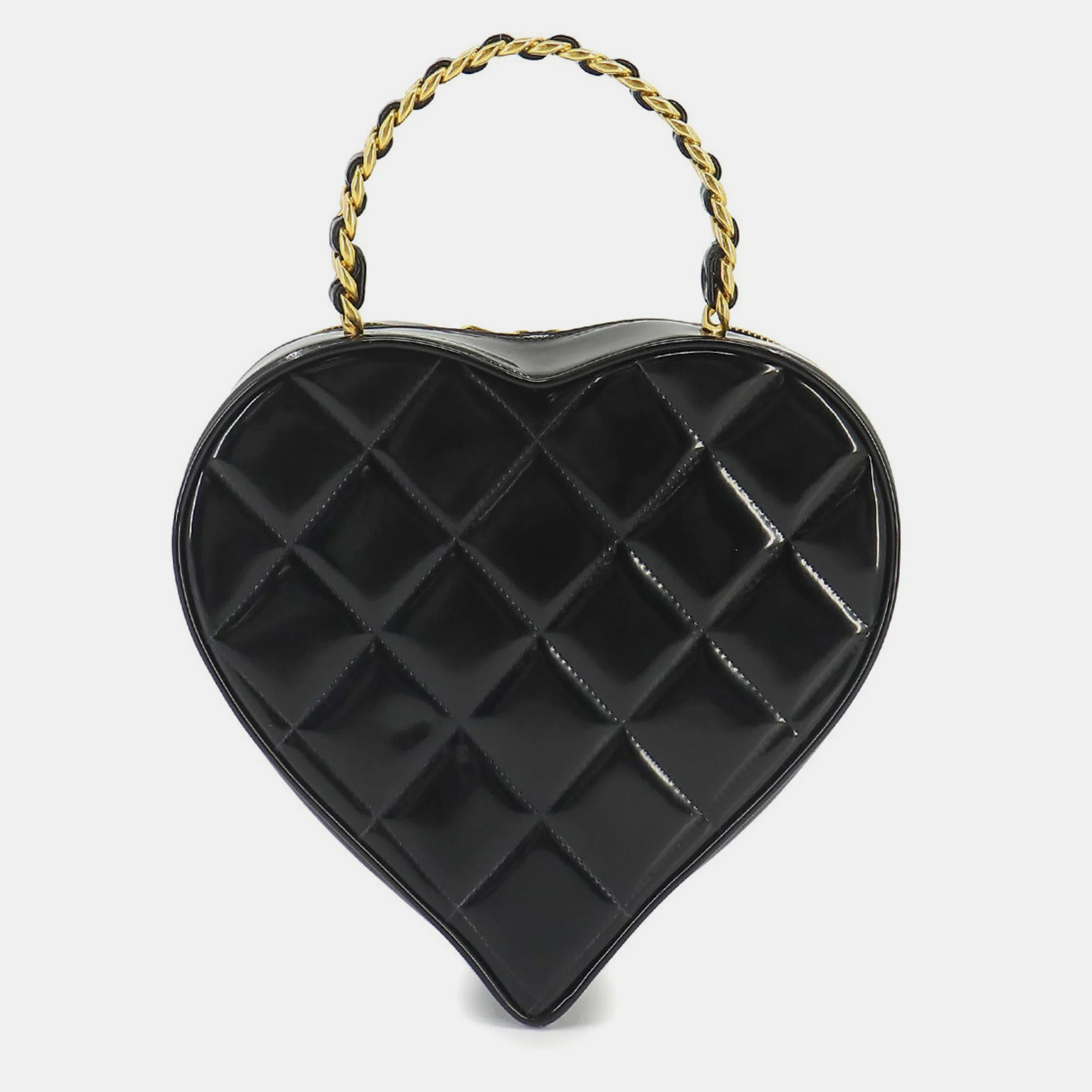 

Chanel Collector Black and White Patent Leather Heart Bag