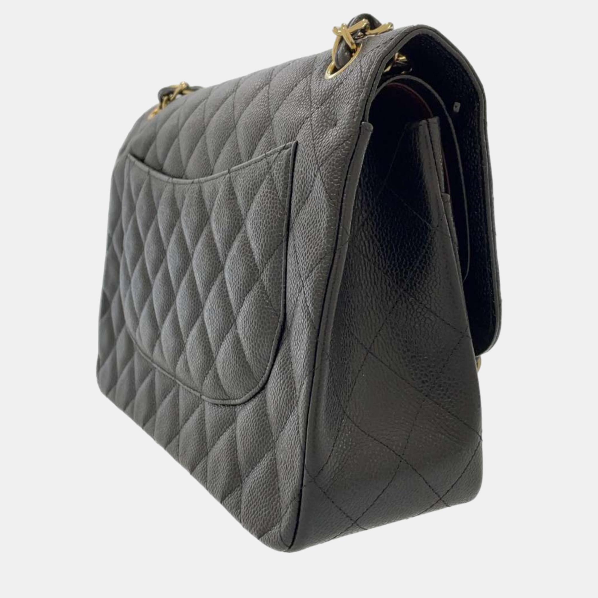 

Chanel Black Leather Classic Double Flap Shoulder Bag