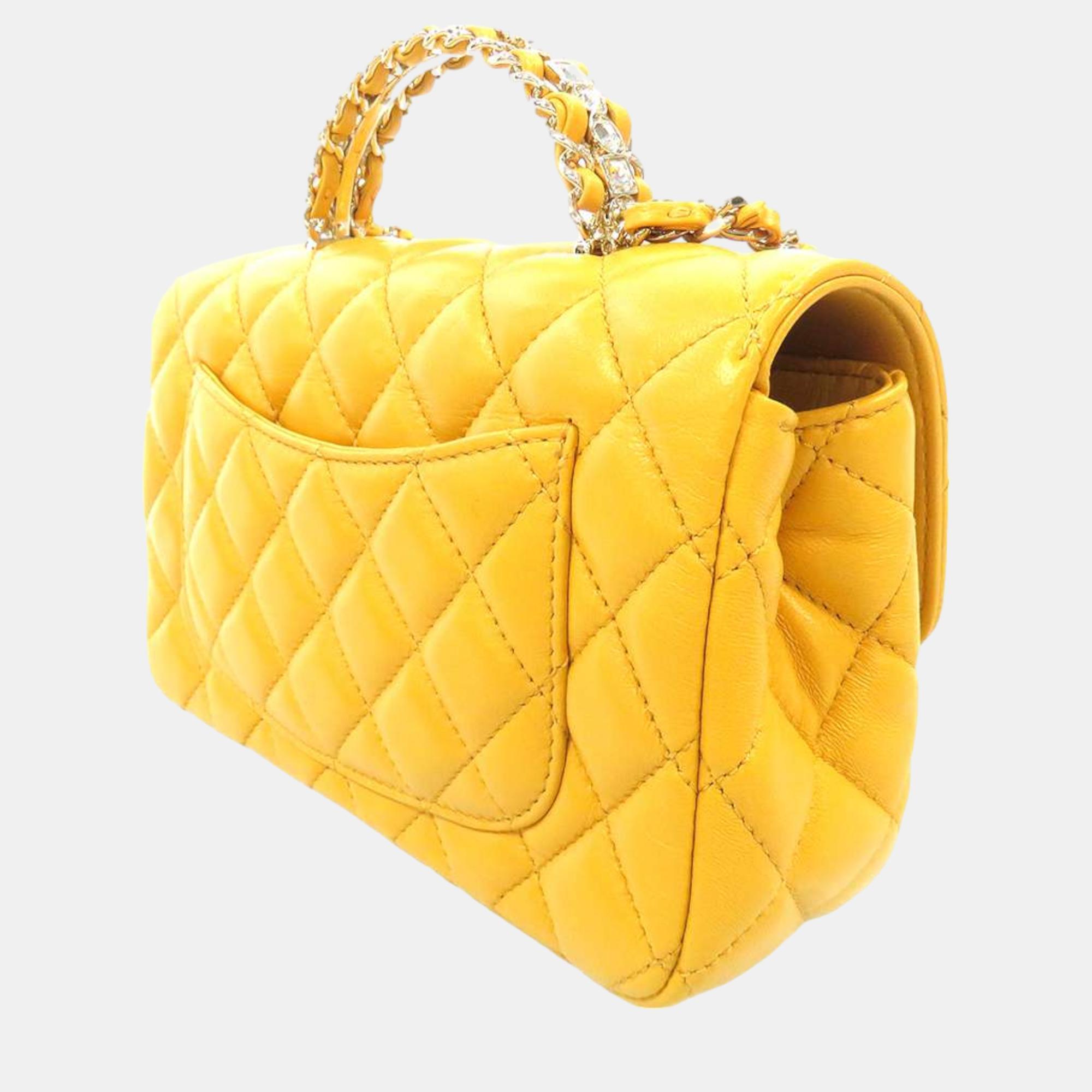 

Chanel Yellow Leather CC Top Handle Bags
