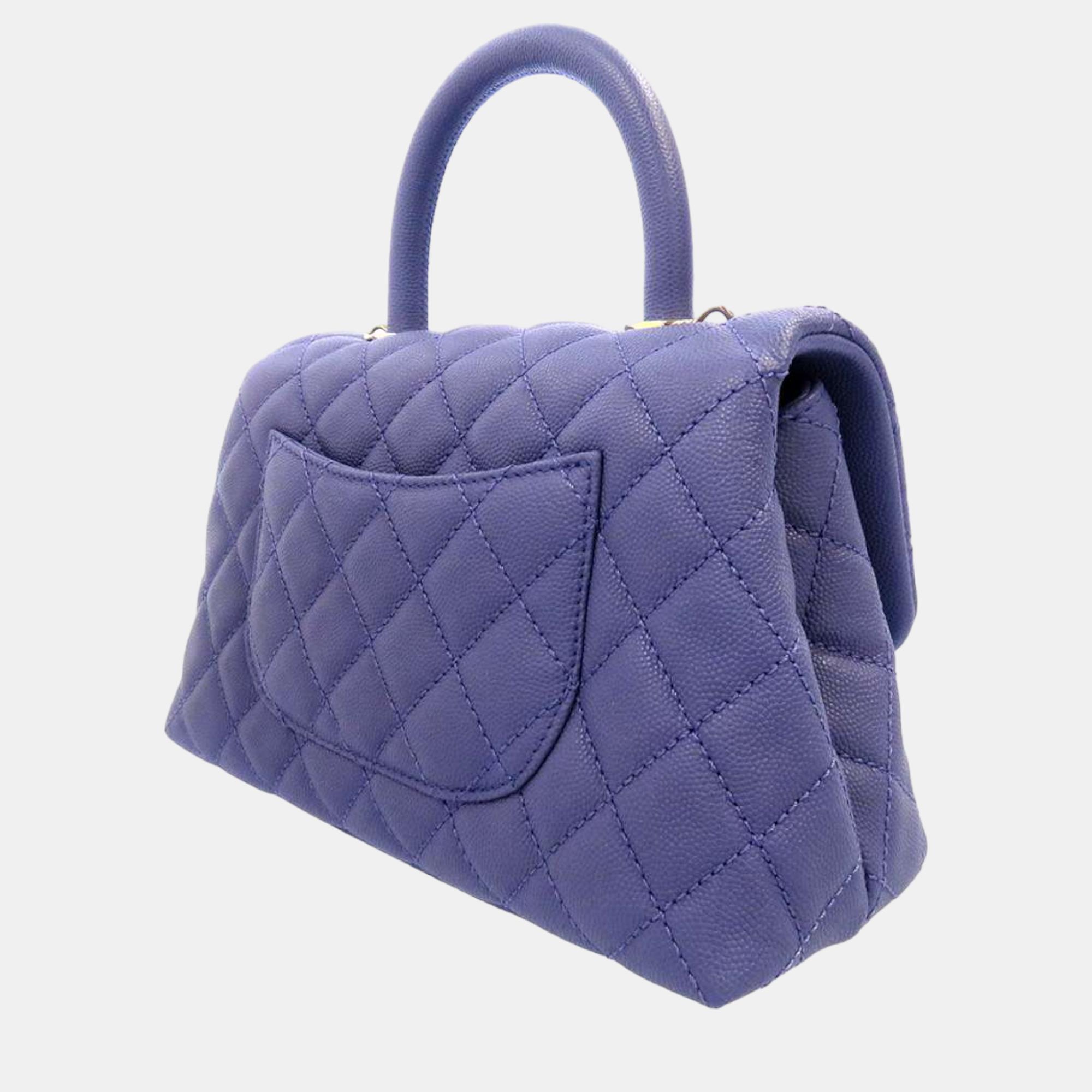 

Chanel Purple Caviar Leather Coco Top Handle Bag