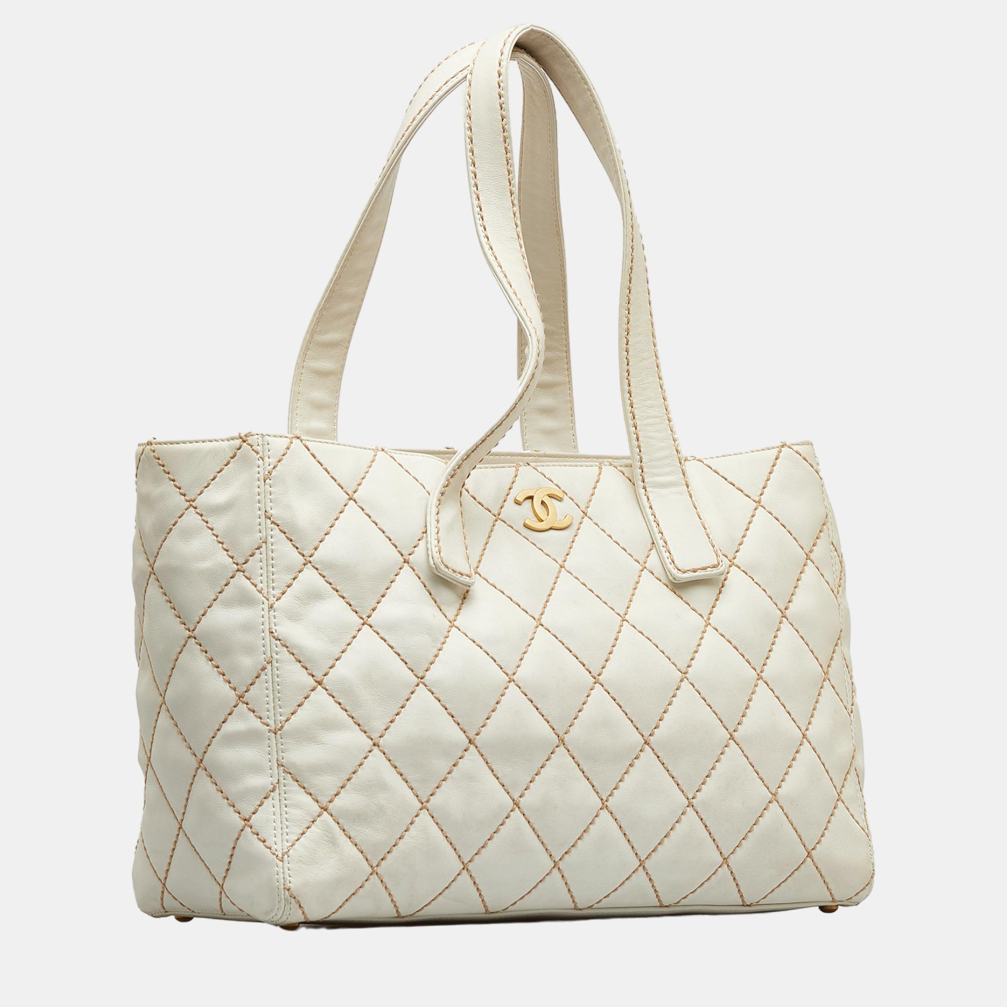 

Chanel White CC Wild Stitch Tote