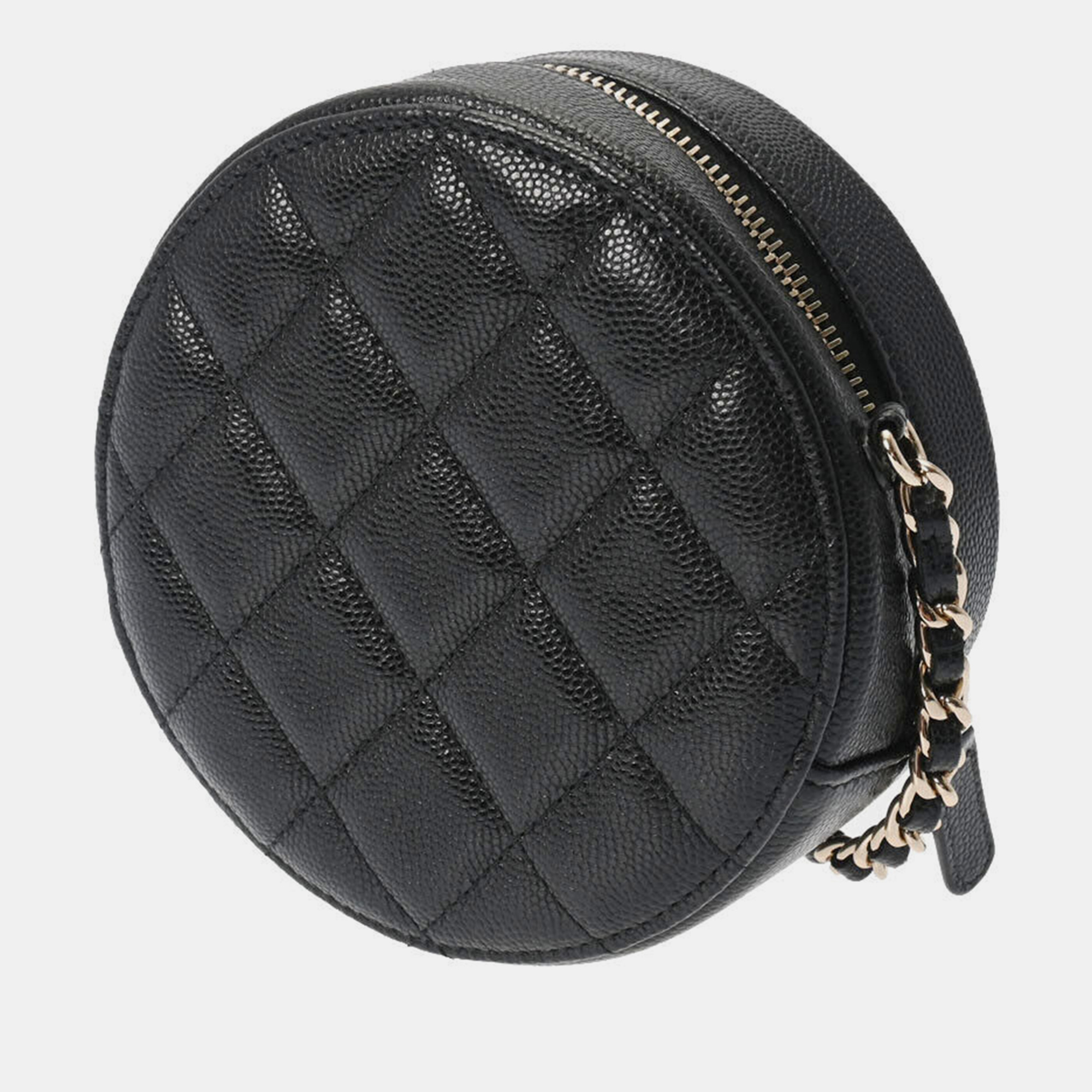 

Chanel Black Leather Round Chain Shoulder Bag