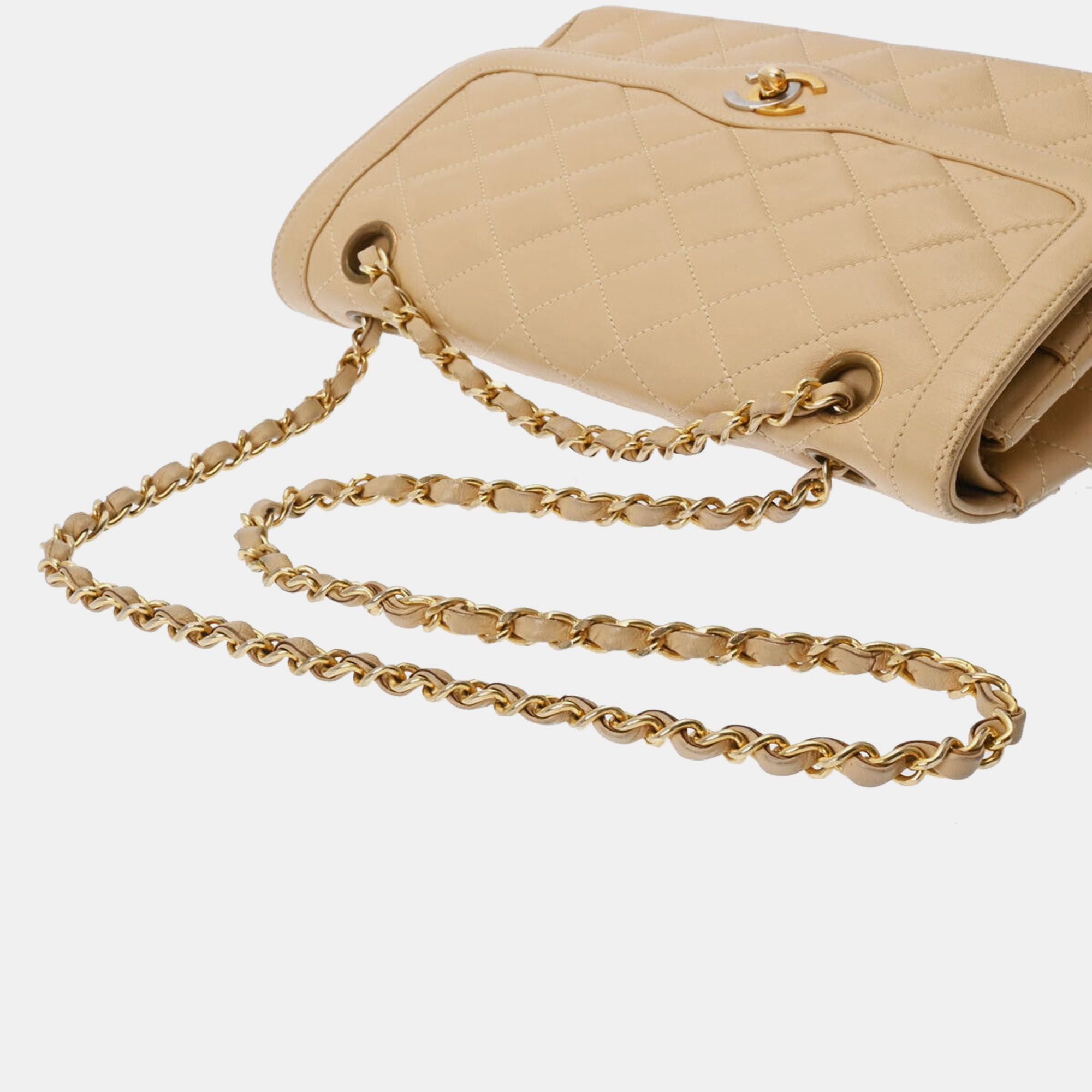 

Chanel Beige Leather Vintage Flap Bag
