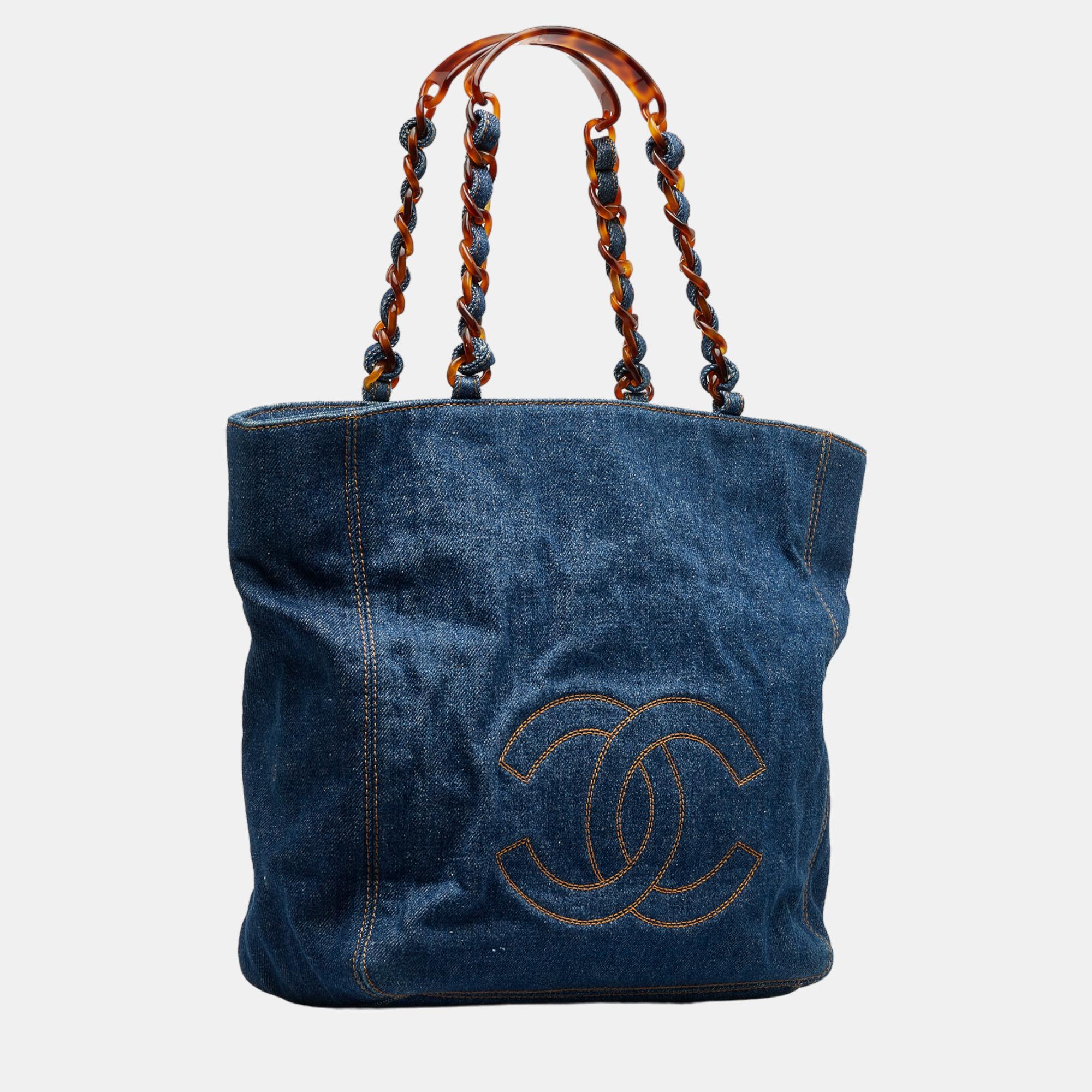 

Chanel Blue CC Denim Tote Bag