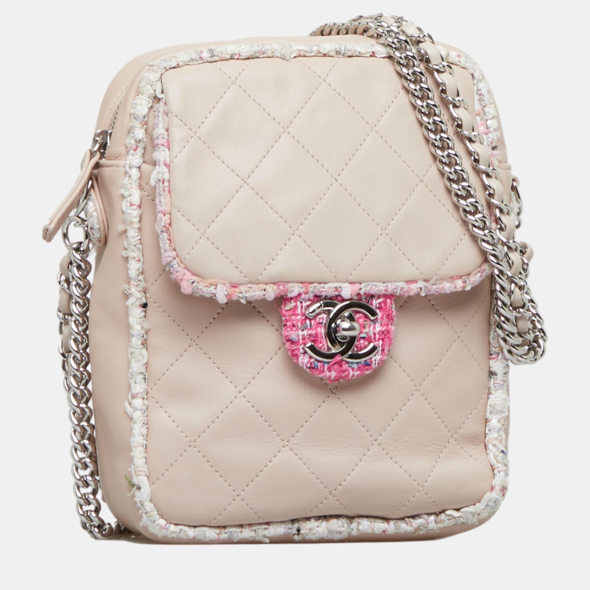

Chanel Pink Elegant Tweed Crossbody