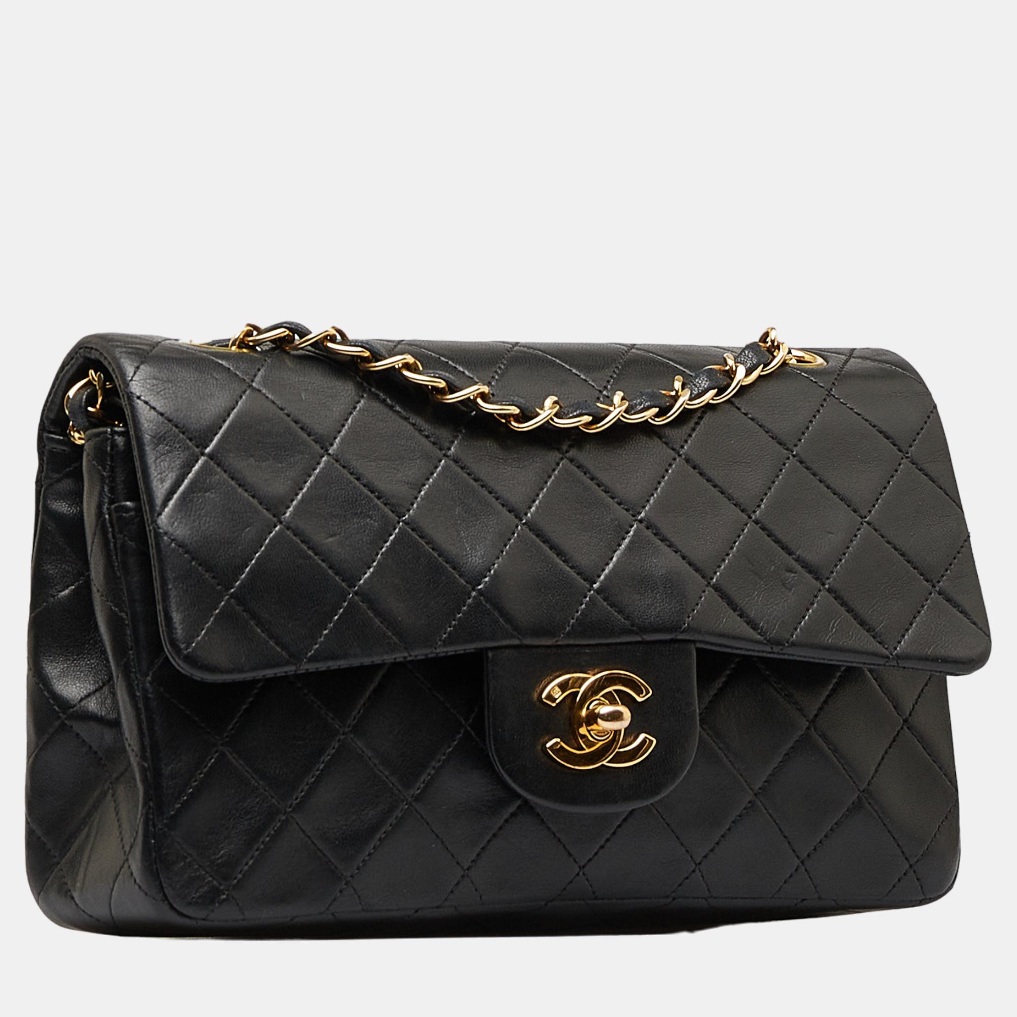 

Chanel Black Small Classic Lambskin Double Flap Bag
