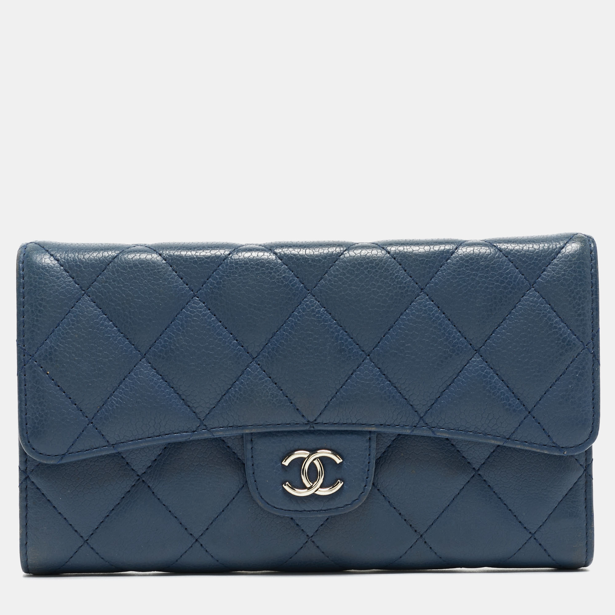 

Chanel Blue Quilted Caviar Leather Classic Flap Wallet