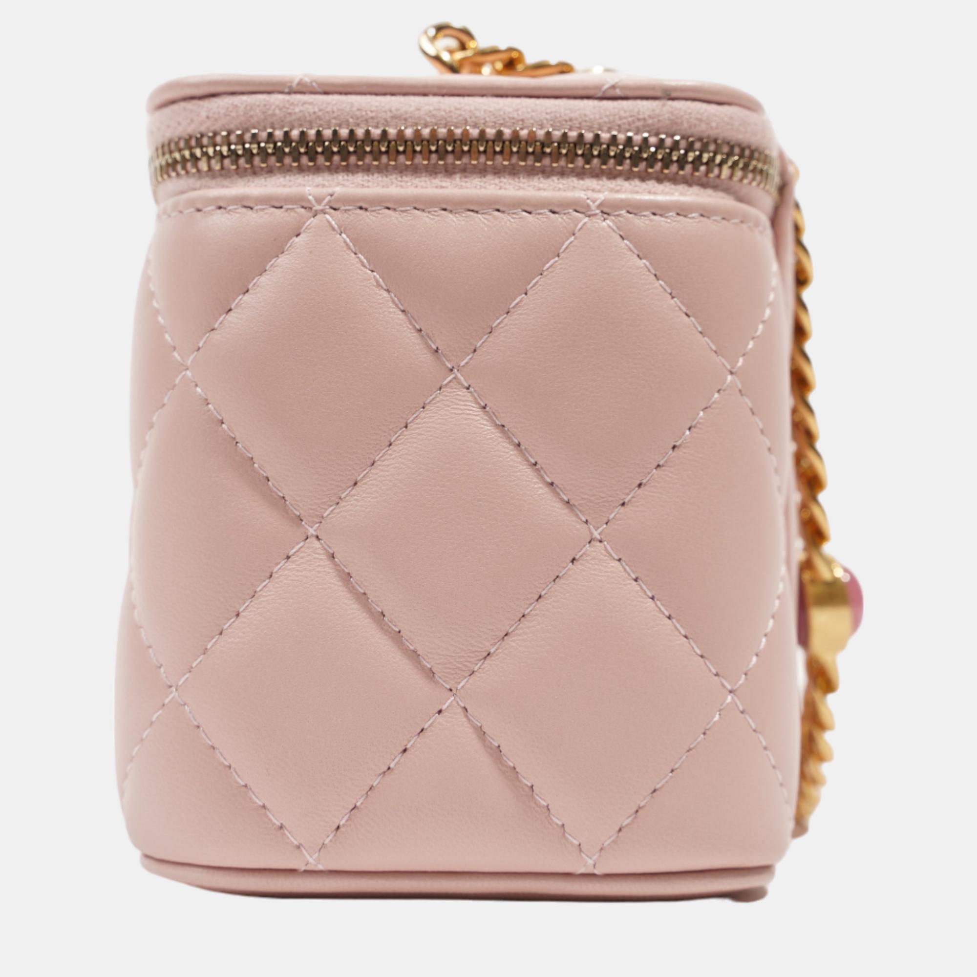 

Chanel Womens Vanity Case With Jewel Chain, Pink