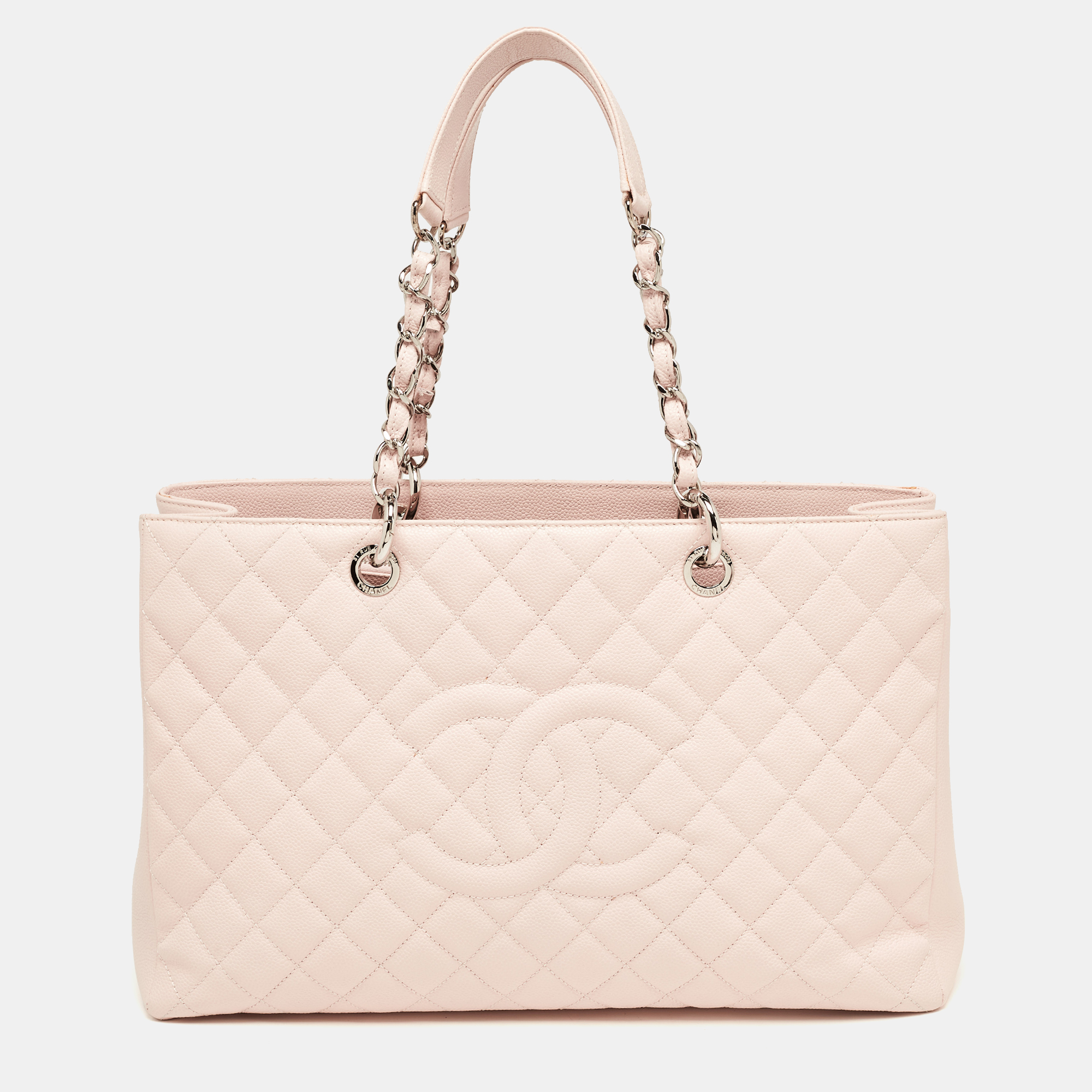 

Chanel Pink Quilted Caviar Leather Grand Shopping Tote