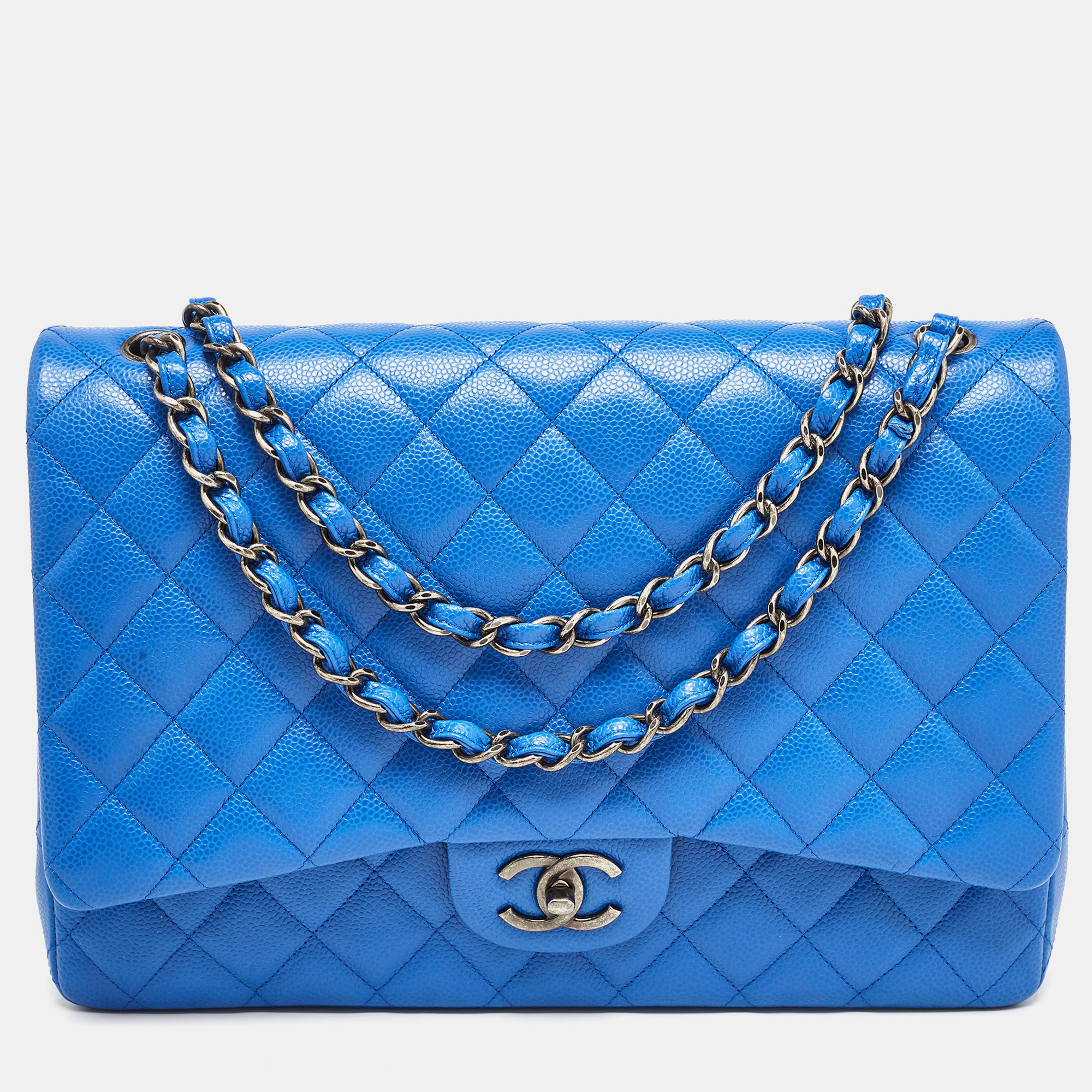 

Chanel Blue Quilted Caviar Leather Maxi Classic Double Flap Bag