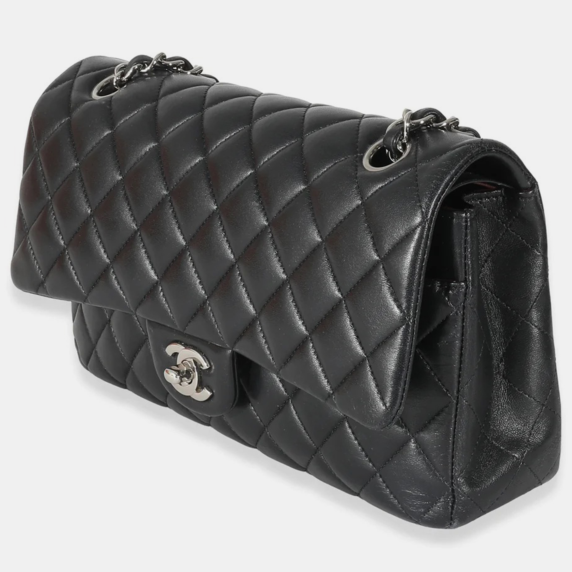 

Chanel Black Lambskin Leather  Classic Double Flap Shoulder Bags