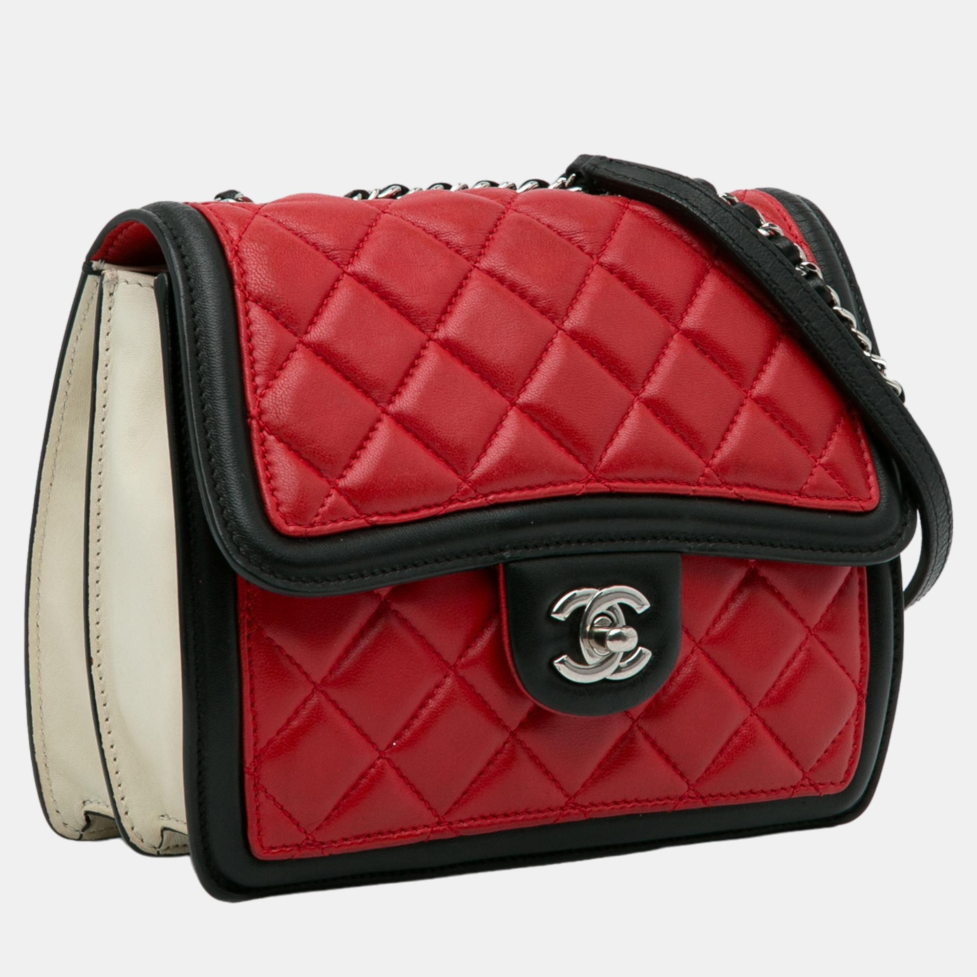 

Chanel Black/Red Mini Square Graphic Flap Crossbody Bag