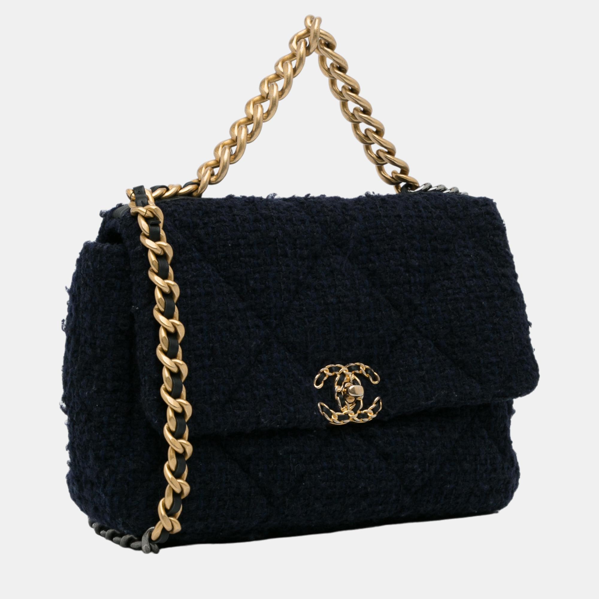 

Chanel Black Large Tweed 19 Flap Bag