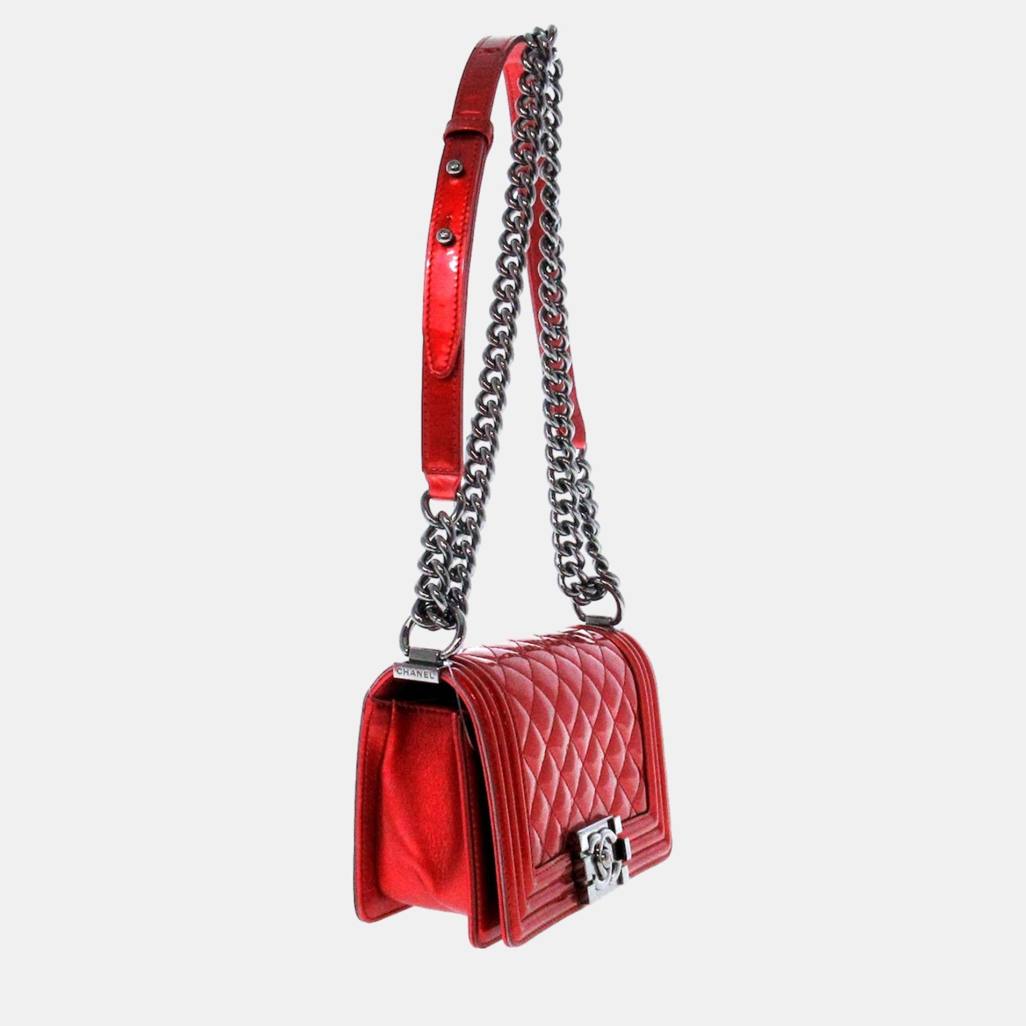 

Chanel Red Small Patent Boy Flap Bag