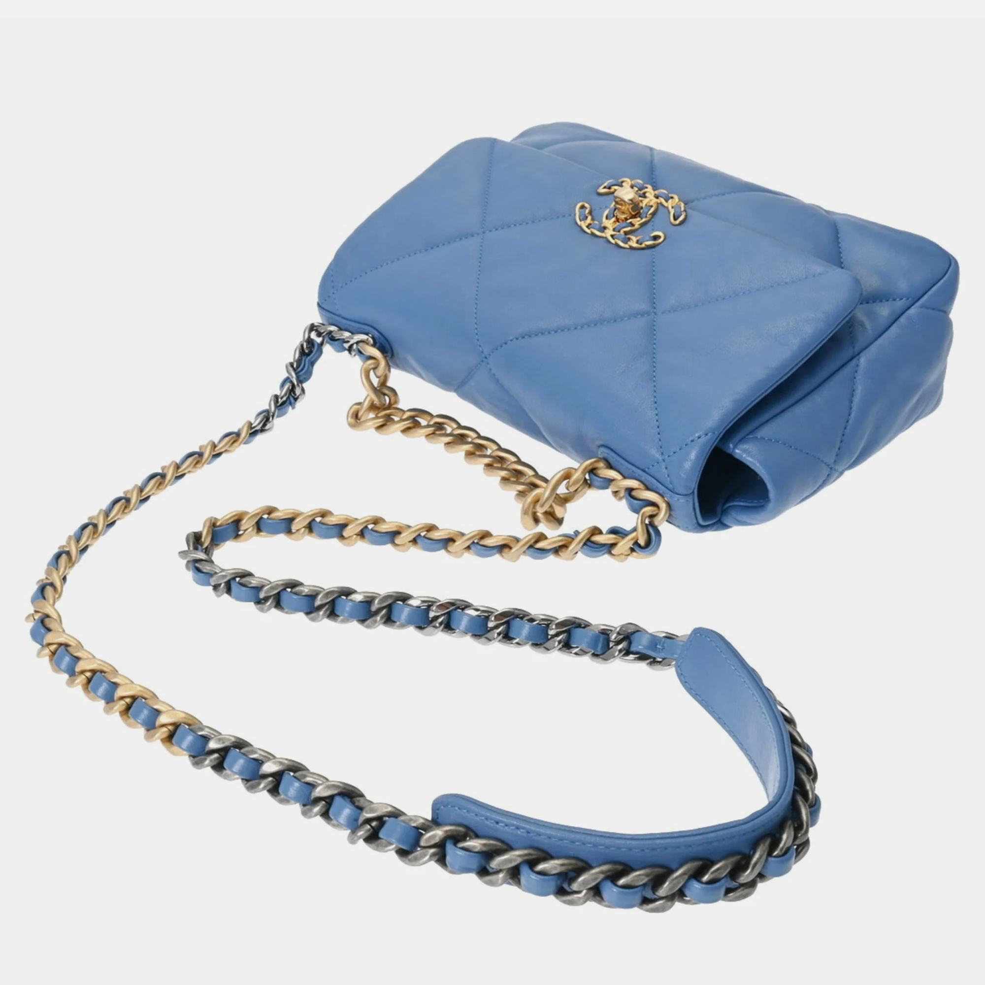 

Chanel Blue Leather Medium 19 Flap Bag