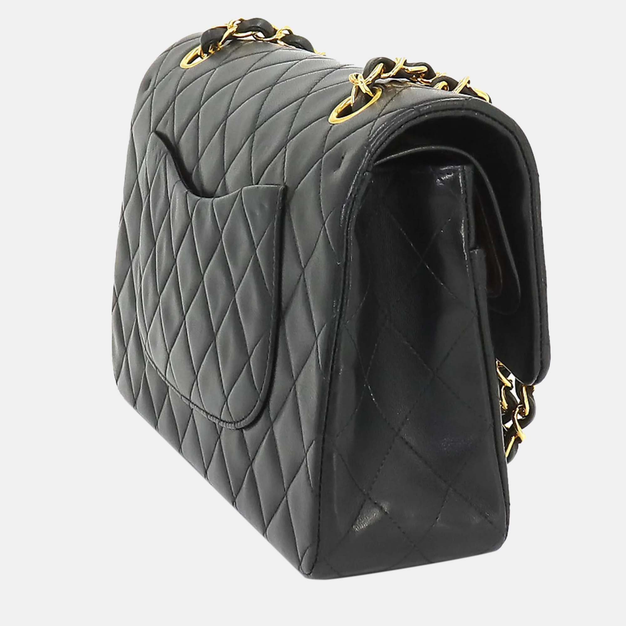

Chanel Caviar Leather  Classic Double Flap Shoulder Bags, Black