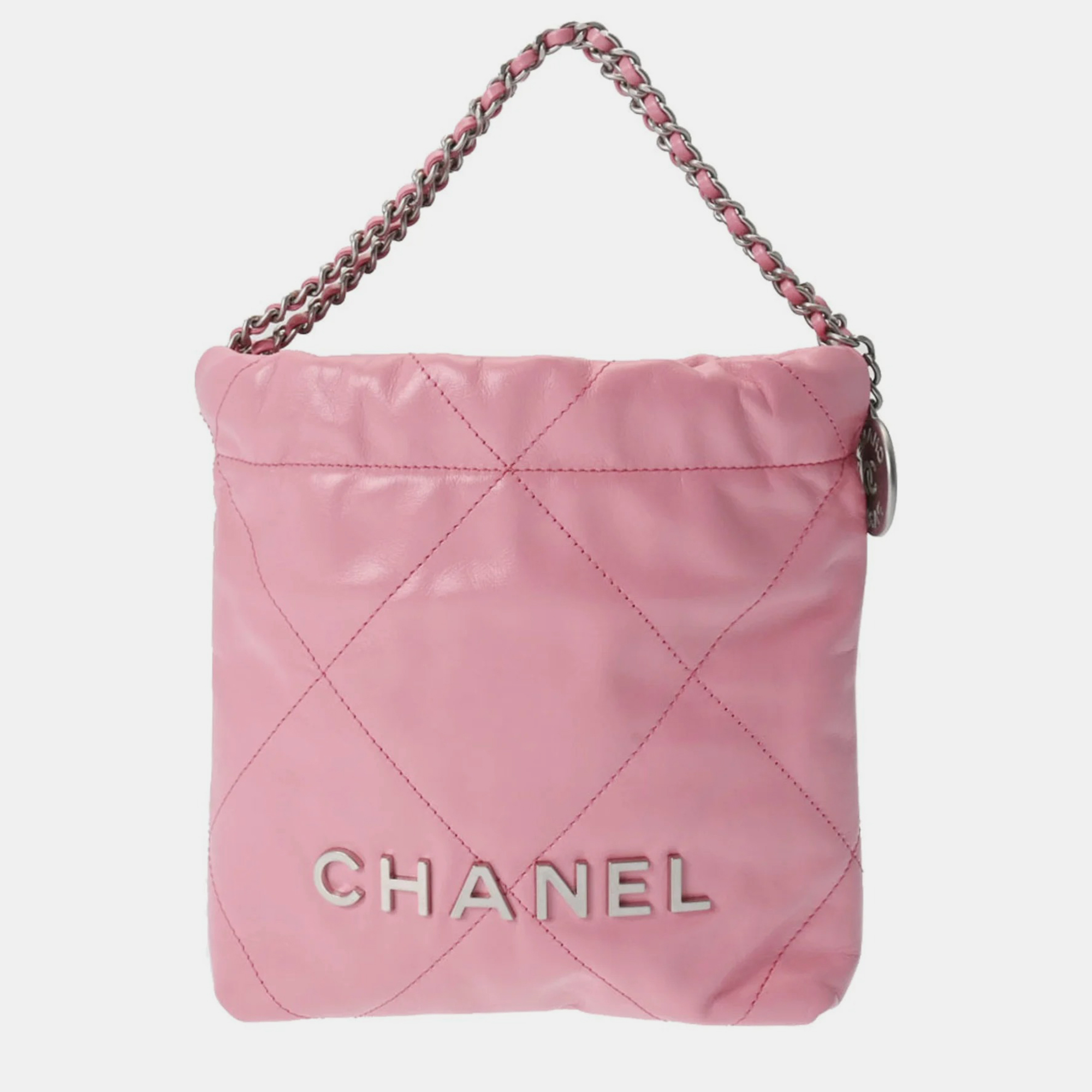 Pre-owned Chanel Pink Leather Mini 22 Hobo Bag