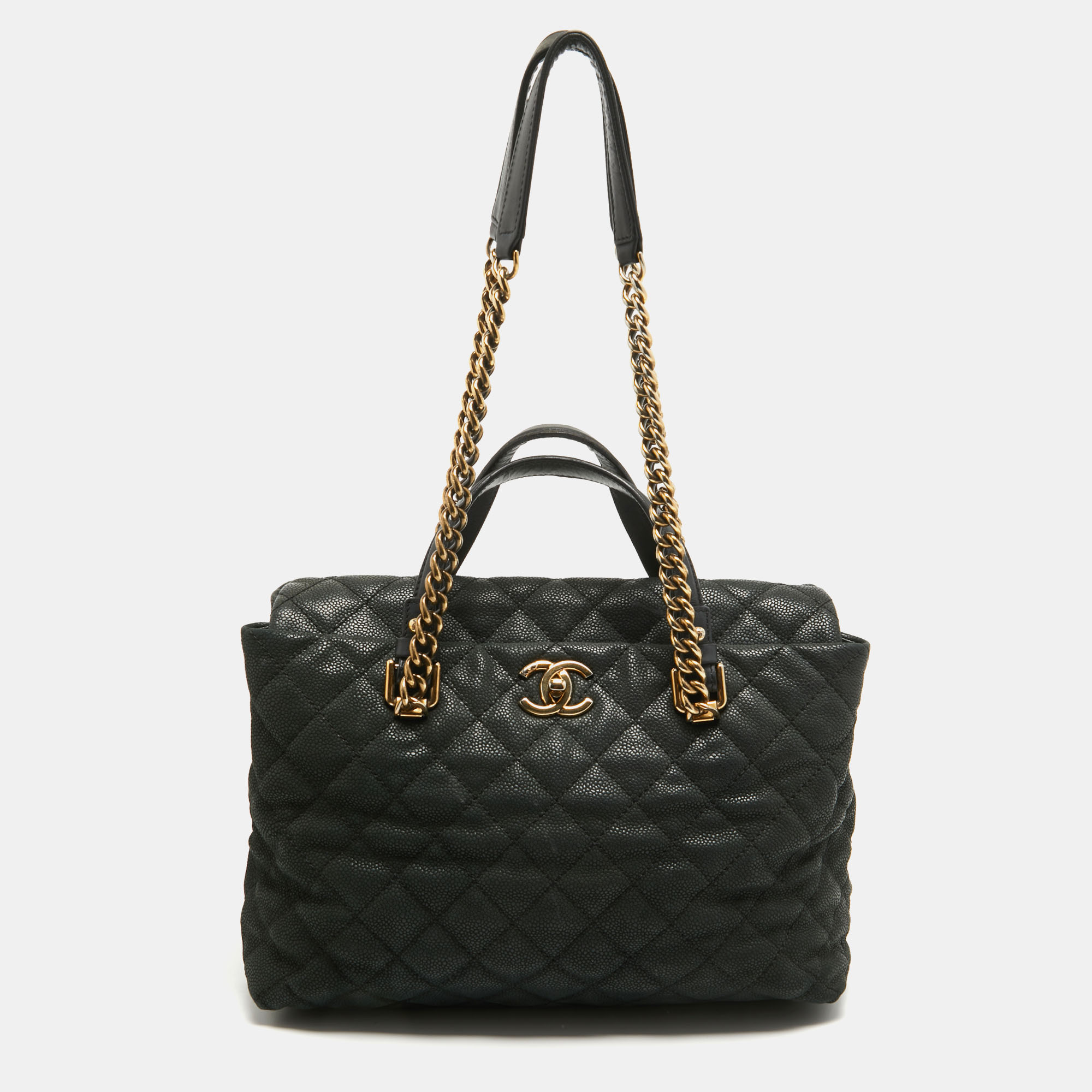 Pre-owned Chanel Black Caviar Leather Chic Quilt Tote