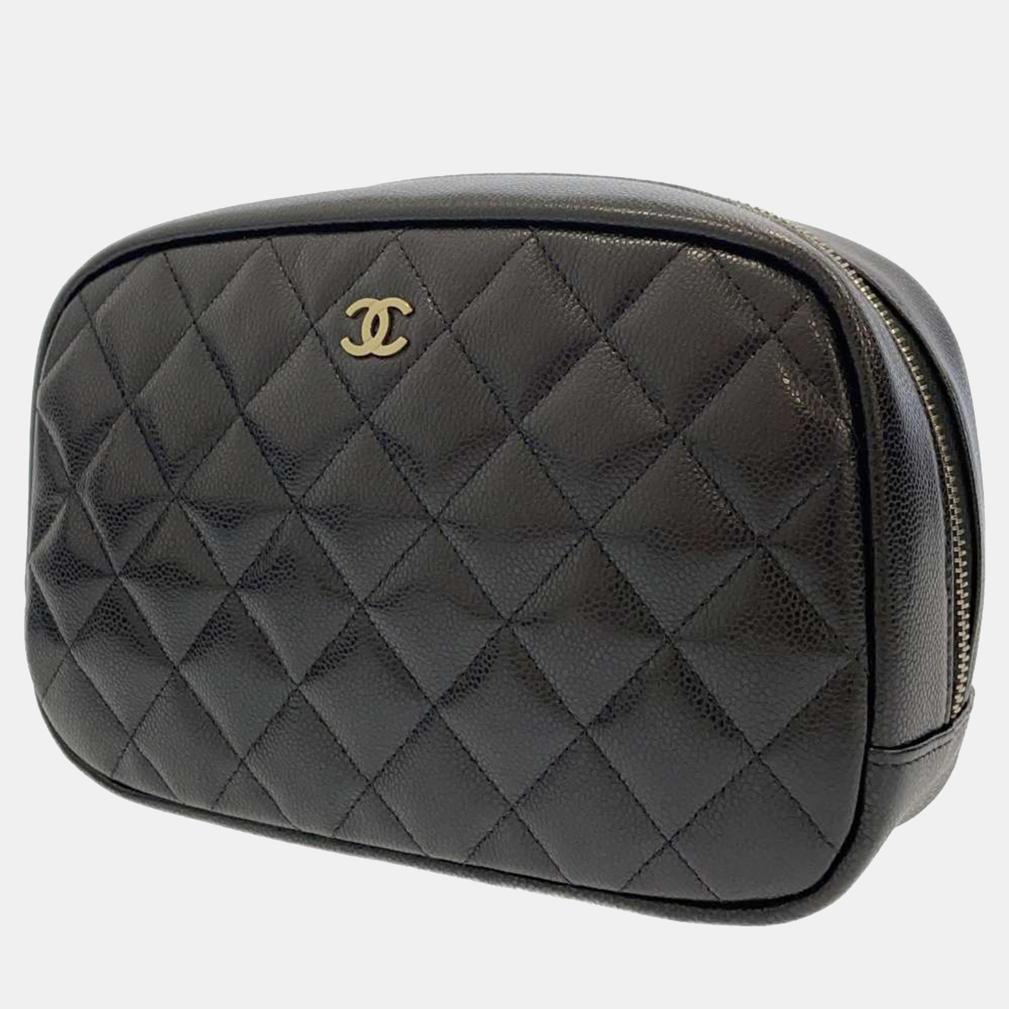 

Chanel Black Leather Curvy Cosmetic Case