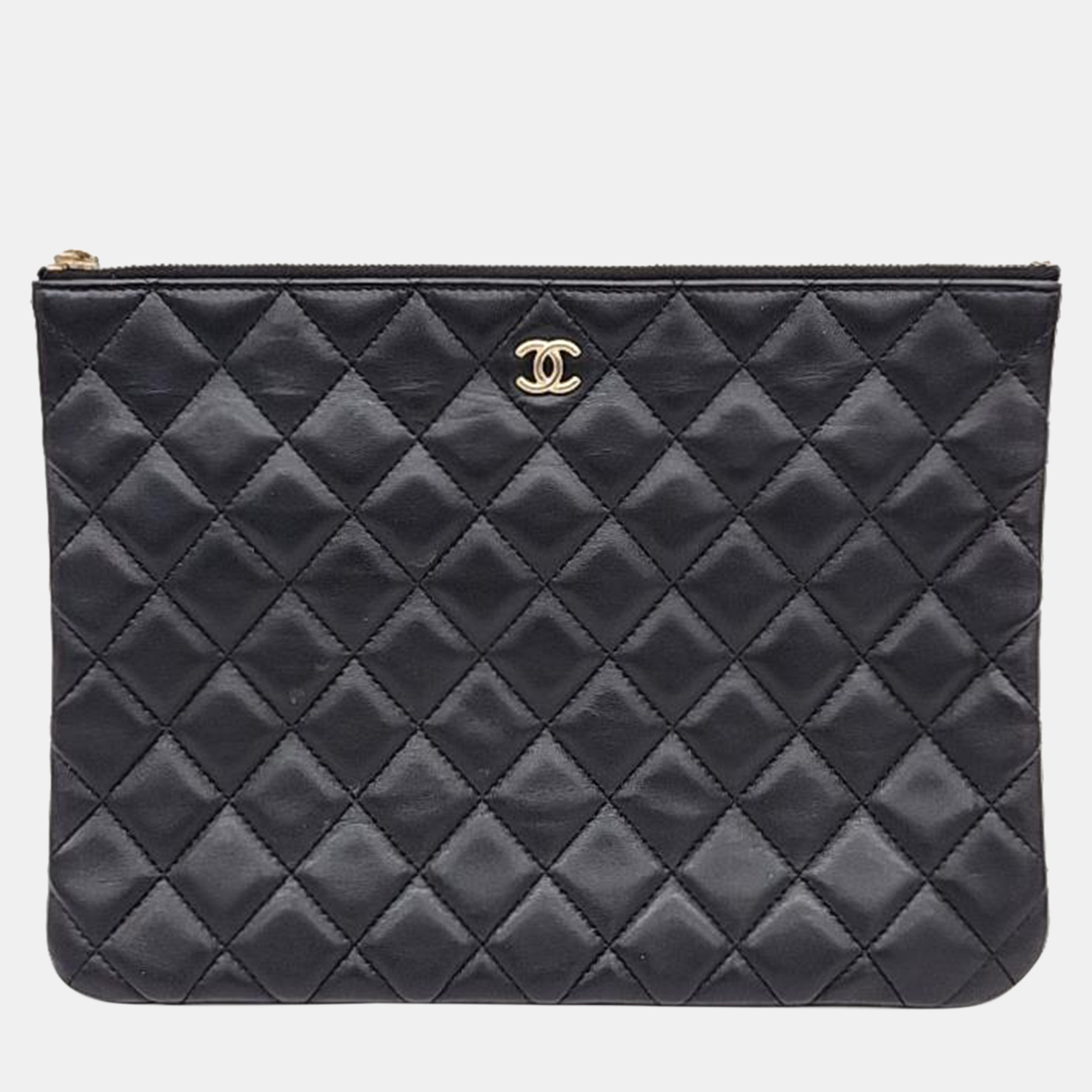 Pre-owned Chanel Lambskin Neodium Clutch In Black