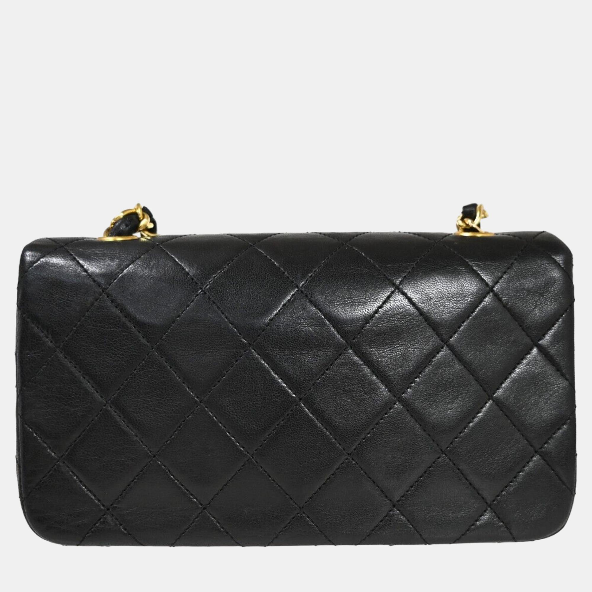 

Chanel Black Leather Mini flap handbag