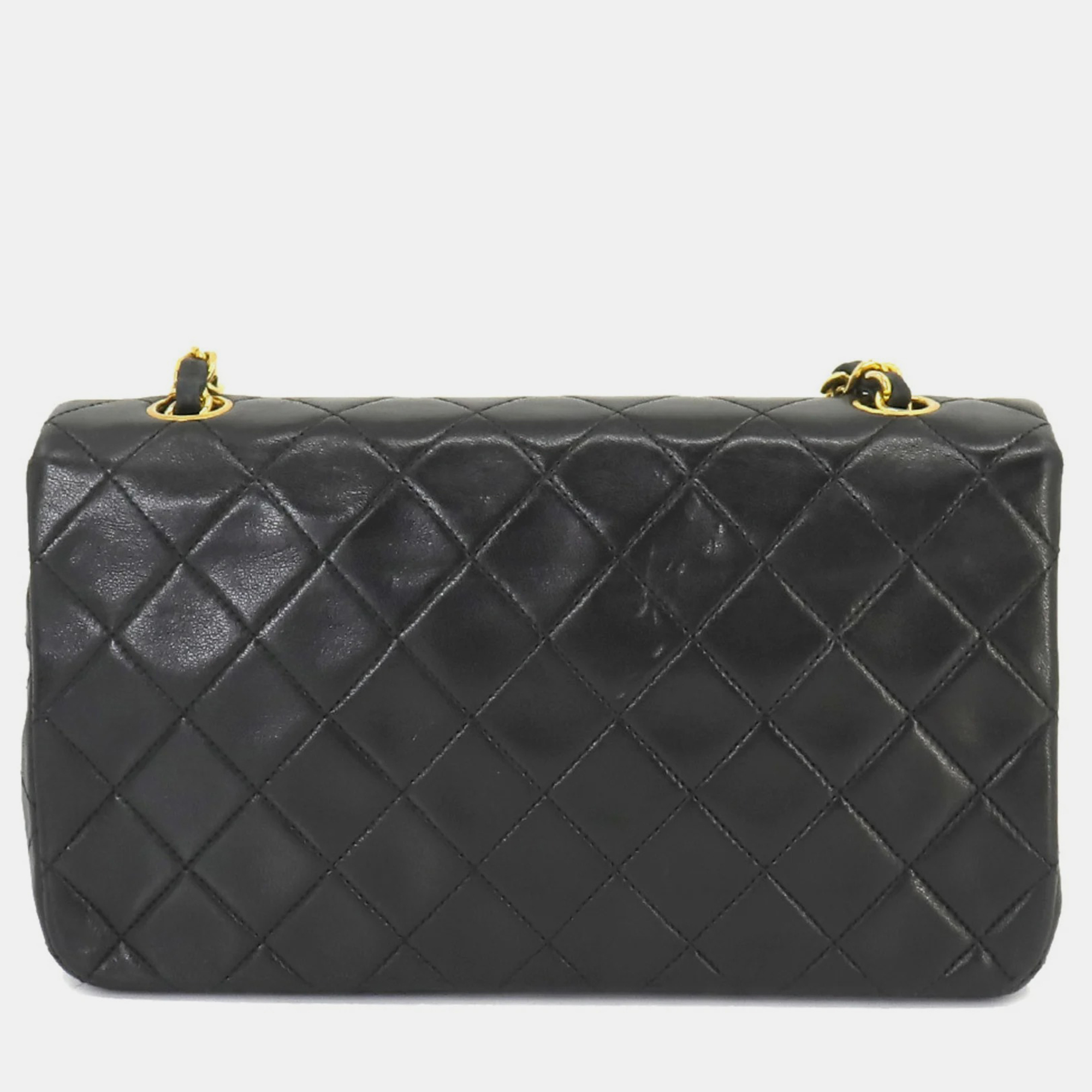 

Chanel Black Calfskin Quilted Leather Vintage Flap Shoulder Bag