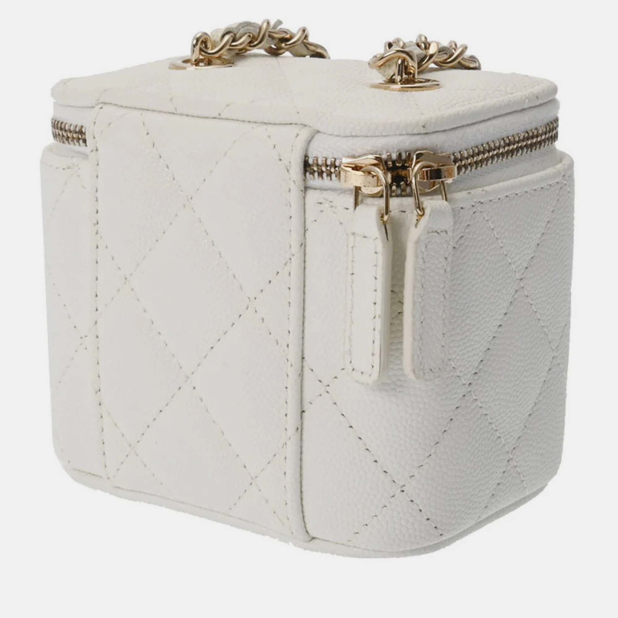 

Chanel White Caviar Leather Mini Pearl Crush Shoulder Bag
