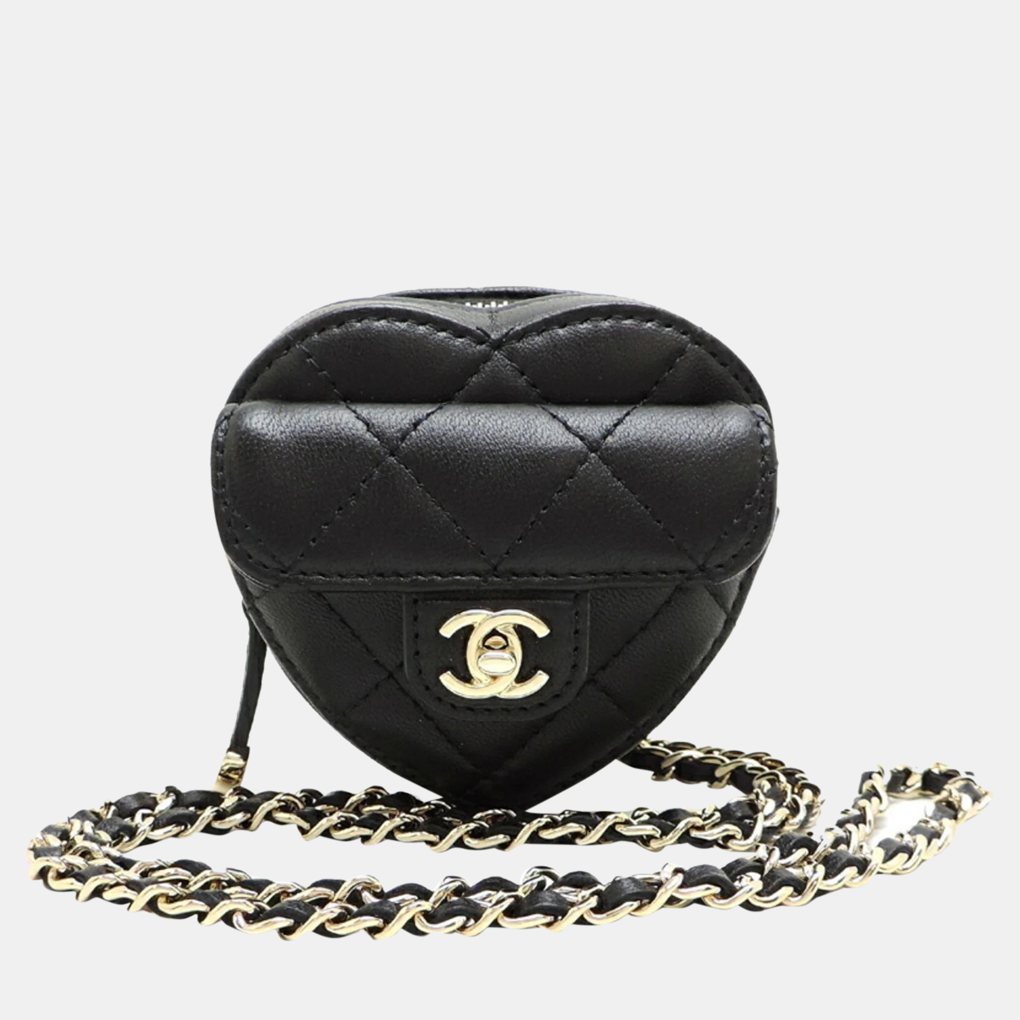 

Chanel Black Lambskin Mini CC In Love Heart Bag