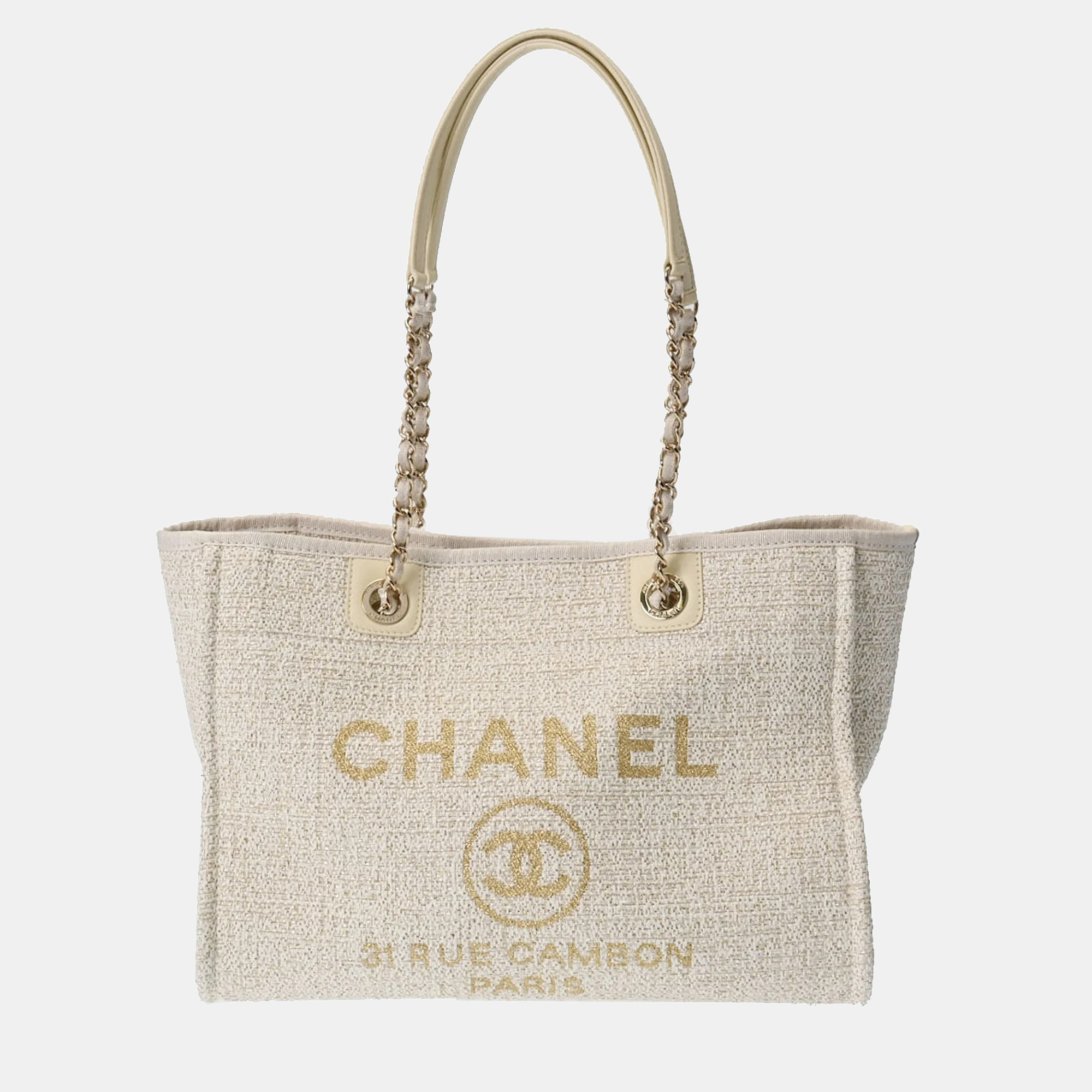 

Chanel Beige Canvas  Deauville Totes