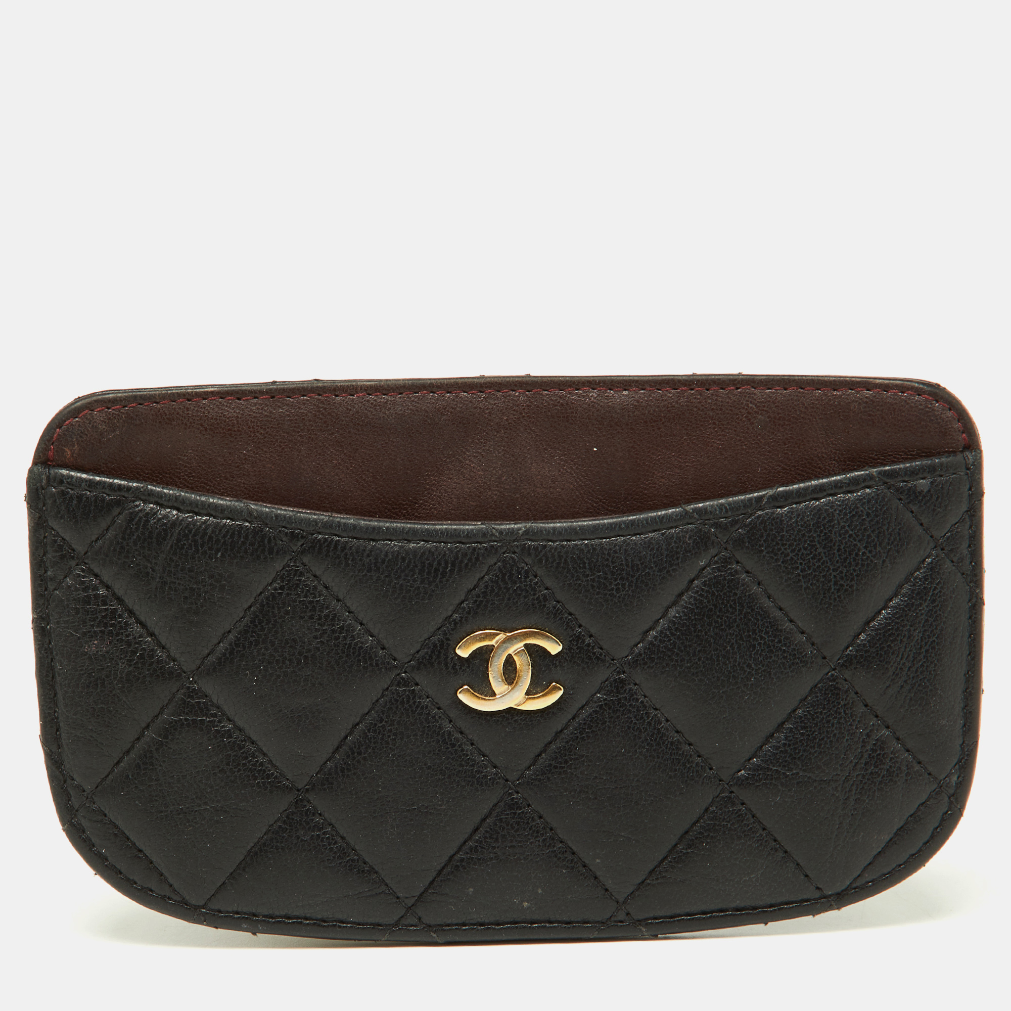 Pre-owned Chanel Black Quilted Leather Card Holder