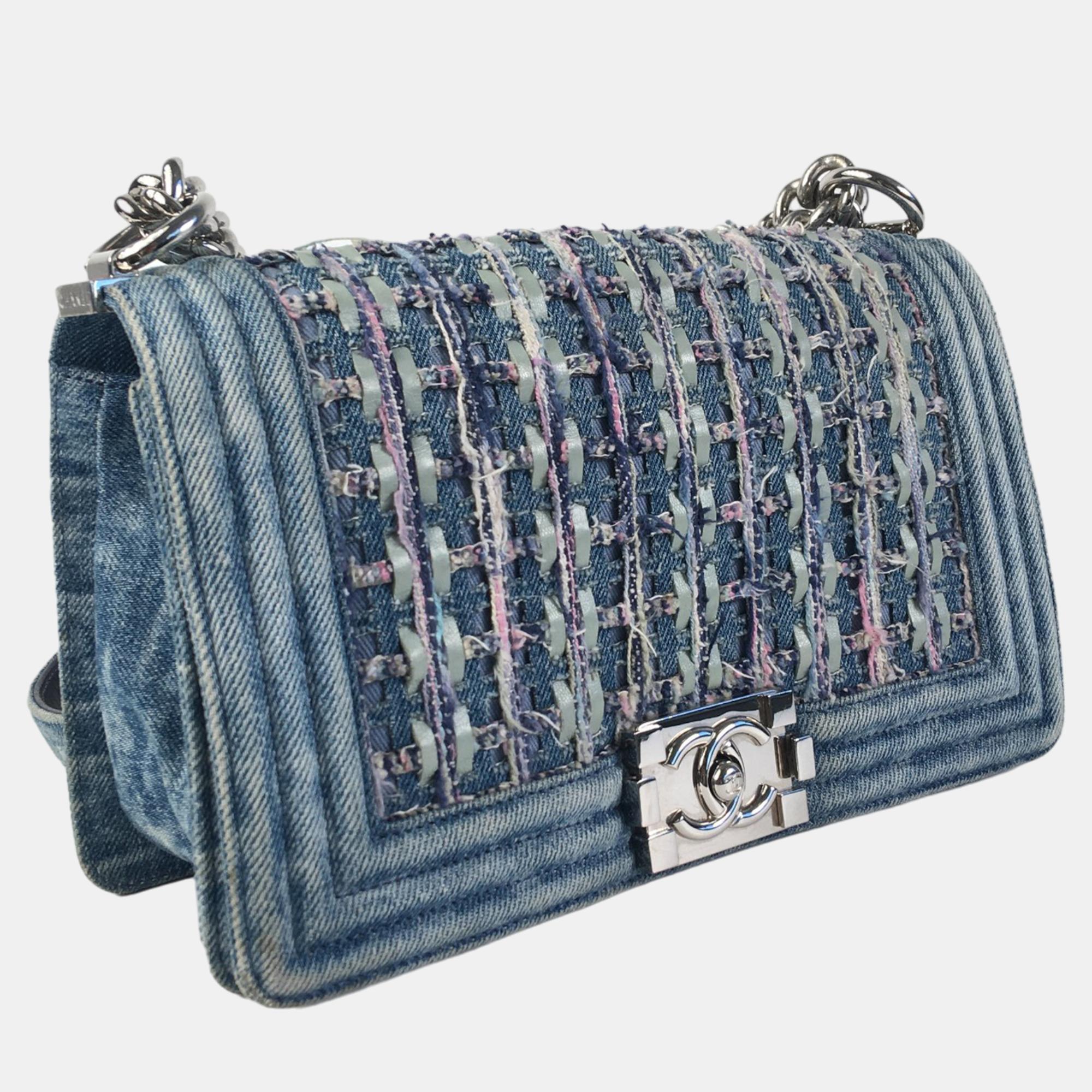 

Chanel Blue Medium Denim and Tweed Boy Bag